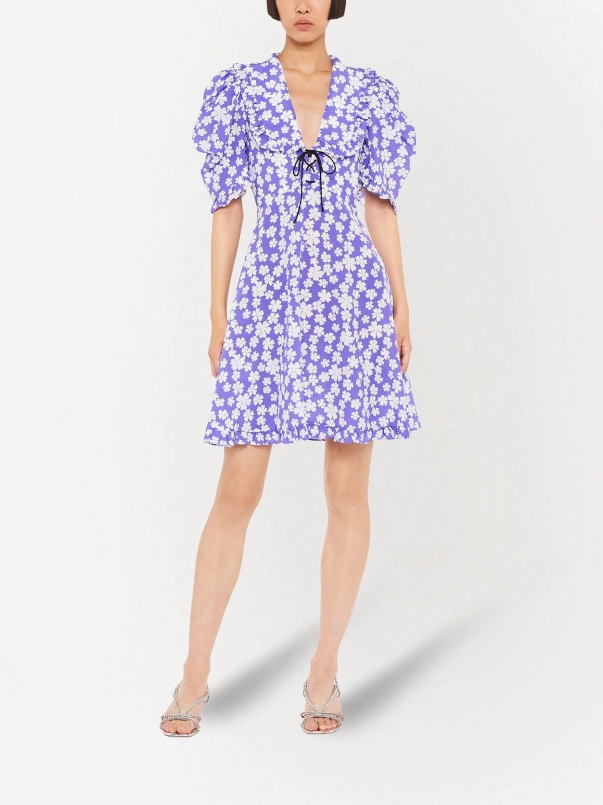Marocain floral-print dress