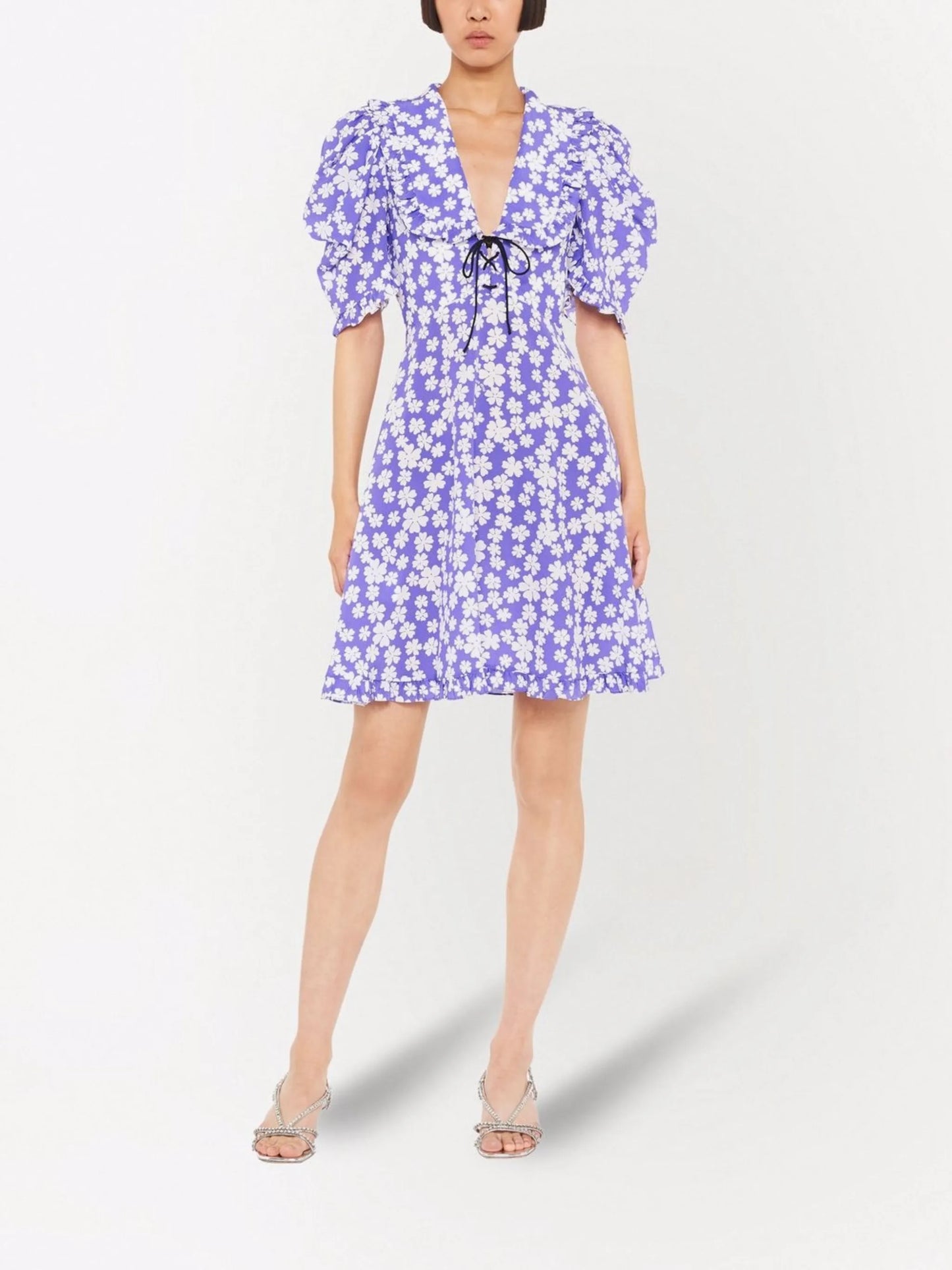 Marocain floral-print dress