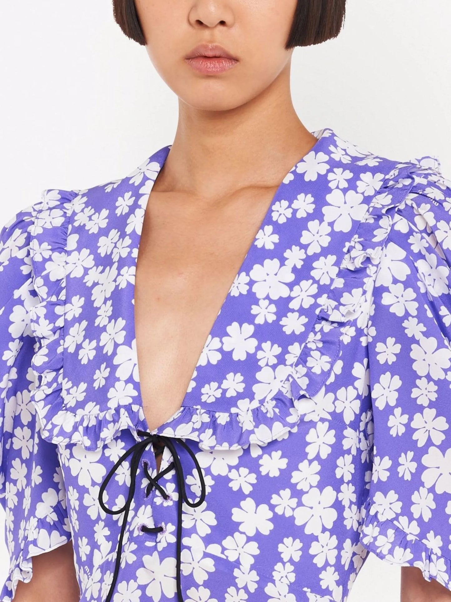 Marocain floral-print dress