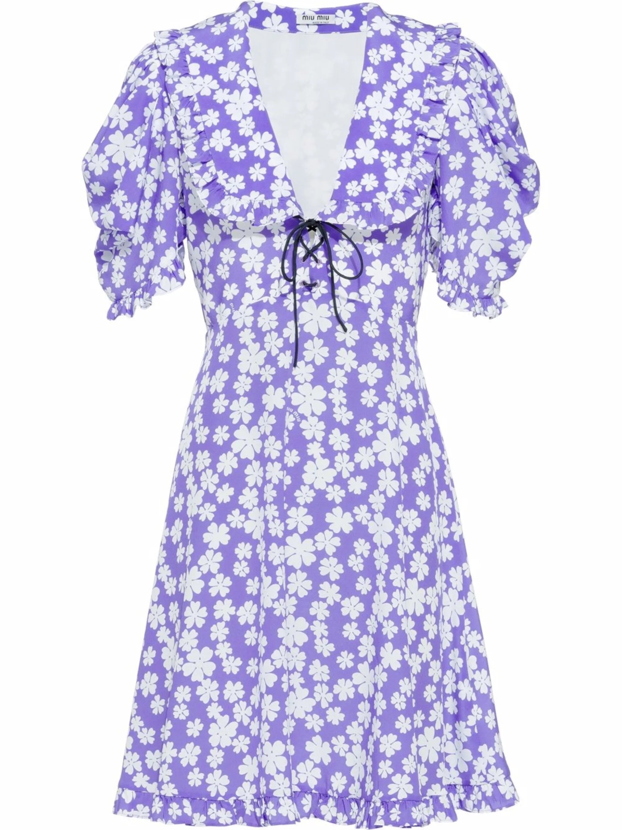 Marocain floral-print dress