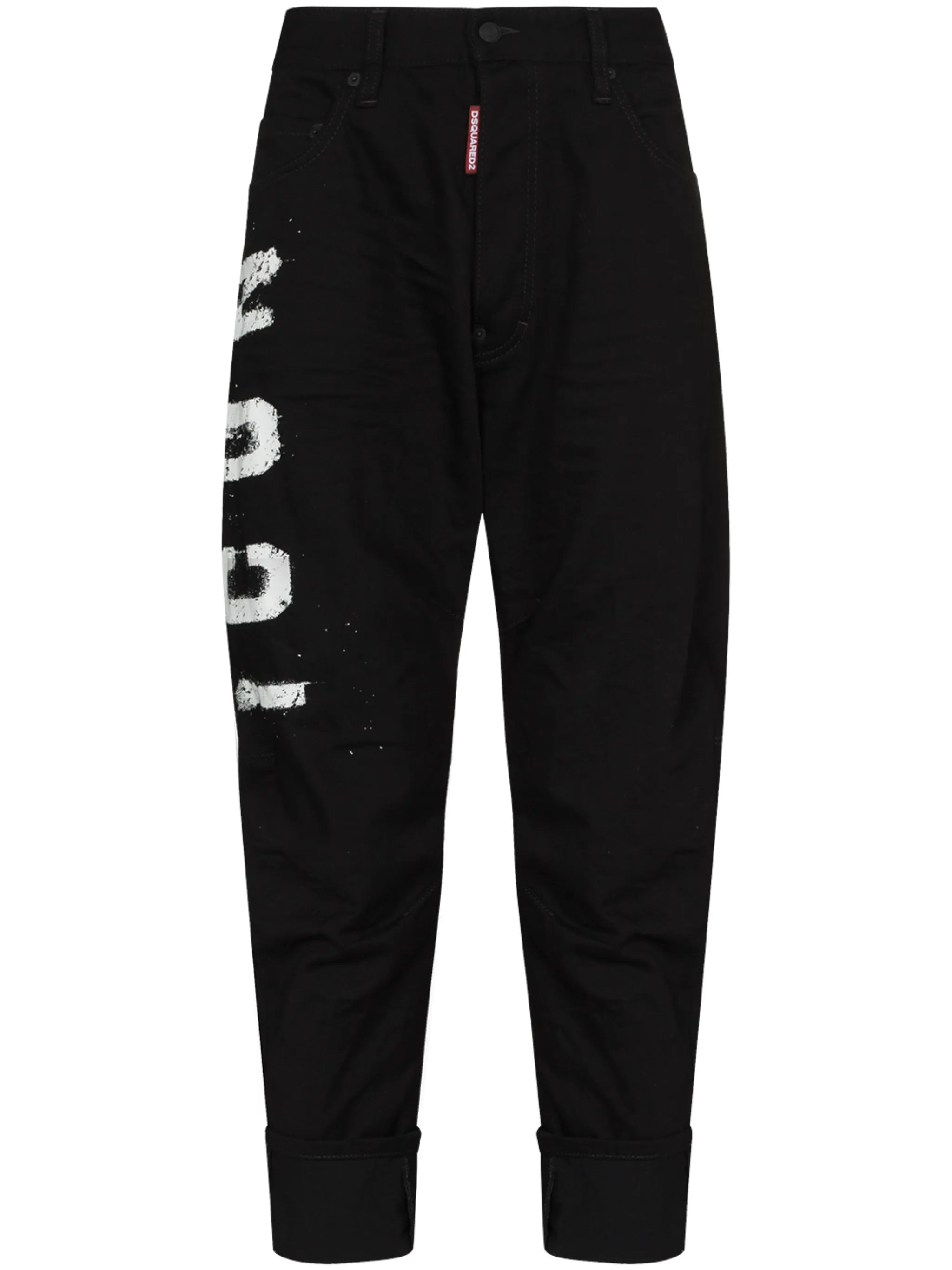 Icon-print tapered jeans