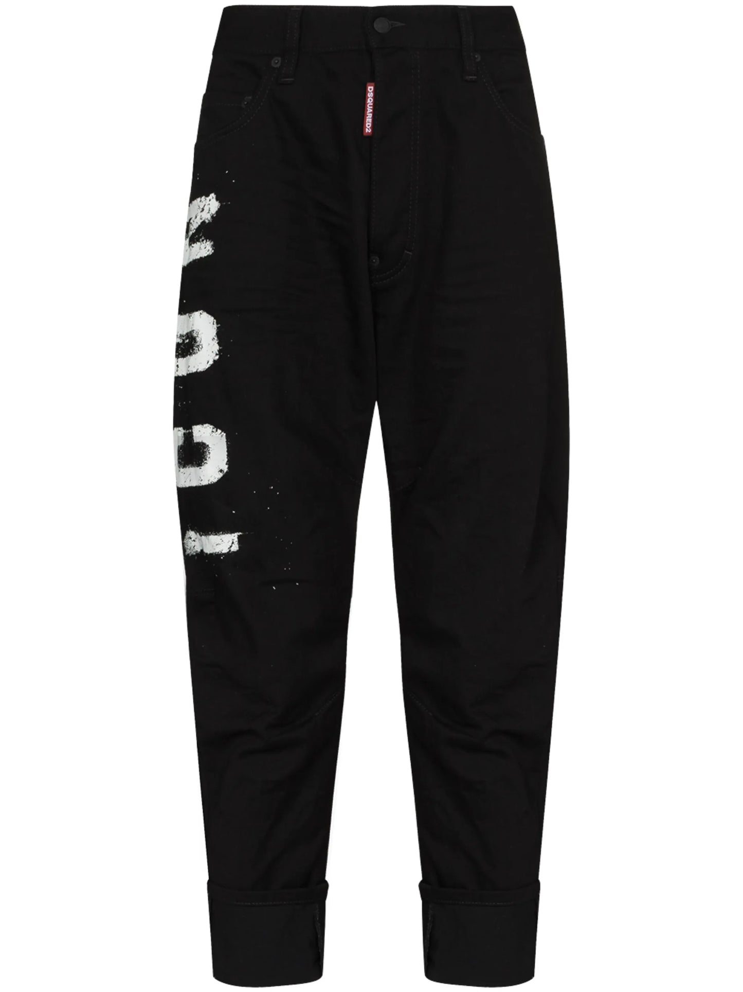 Icon-print tapered jeans