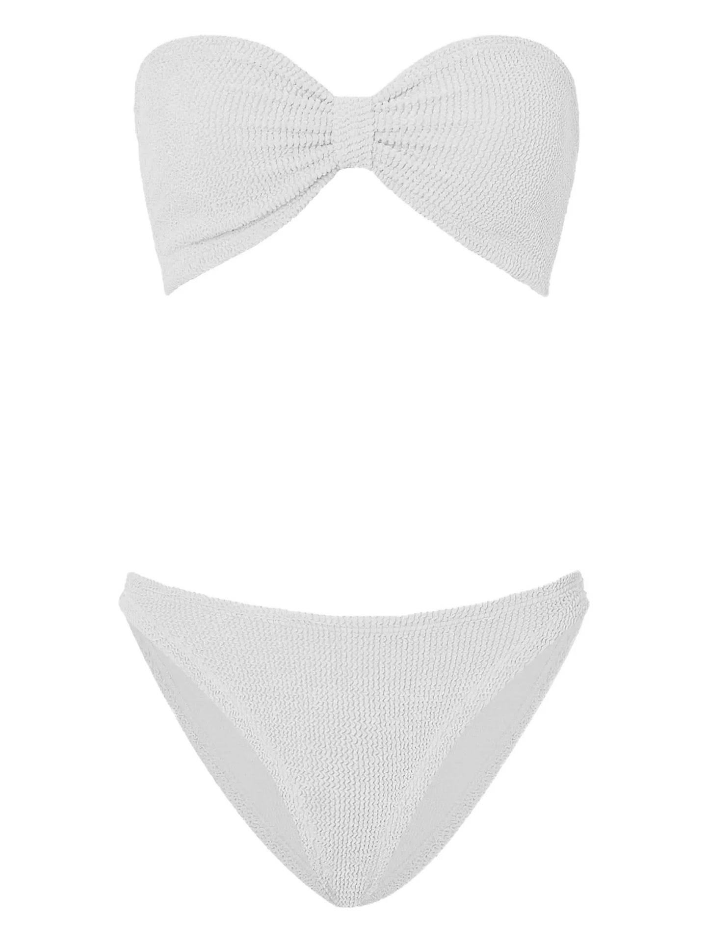 Jean crinkle-effect bandeau bikini set