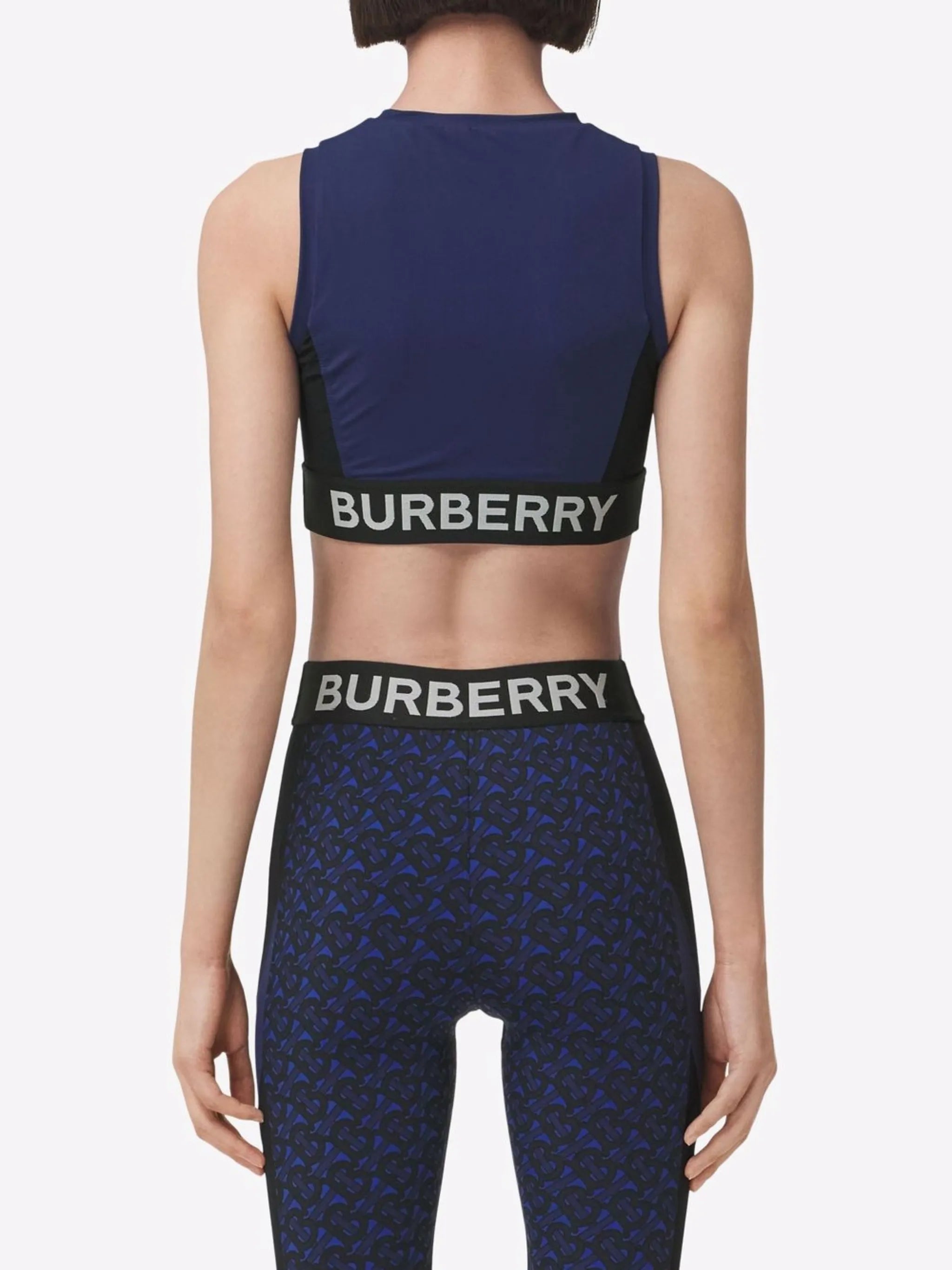 TB monogram-print zip-up cropped top
