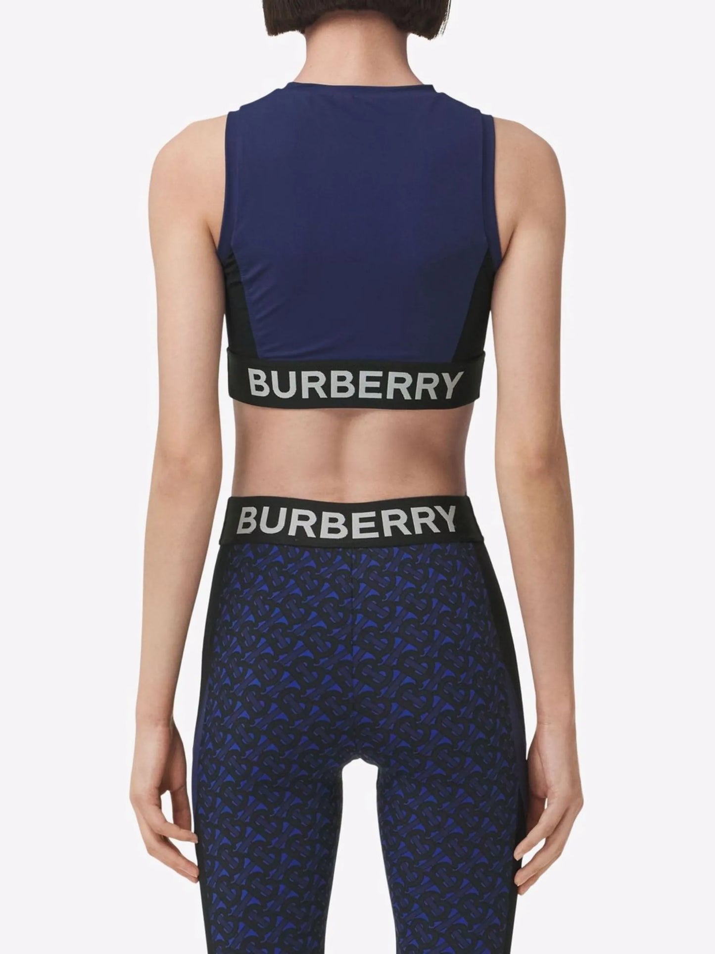 TB monogram-print zip-up cropped top
