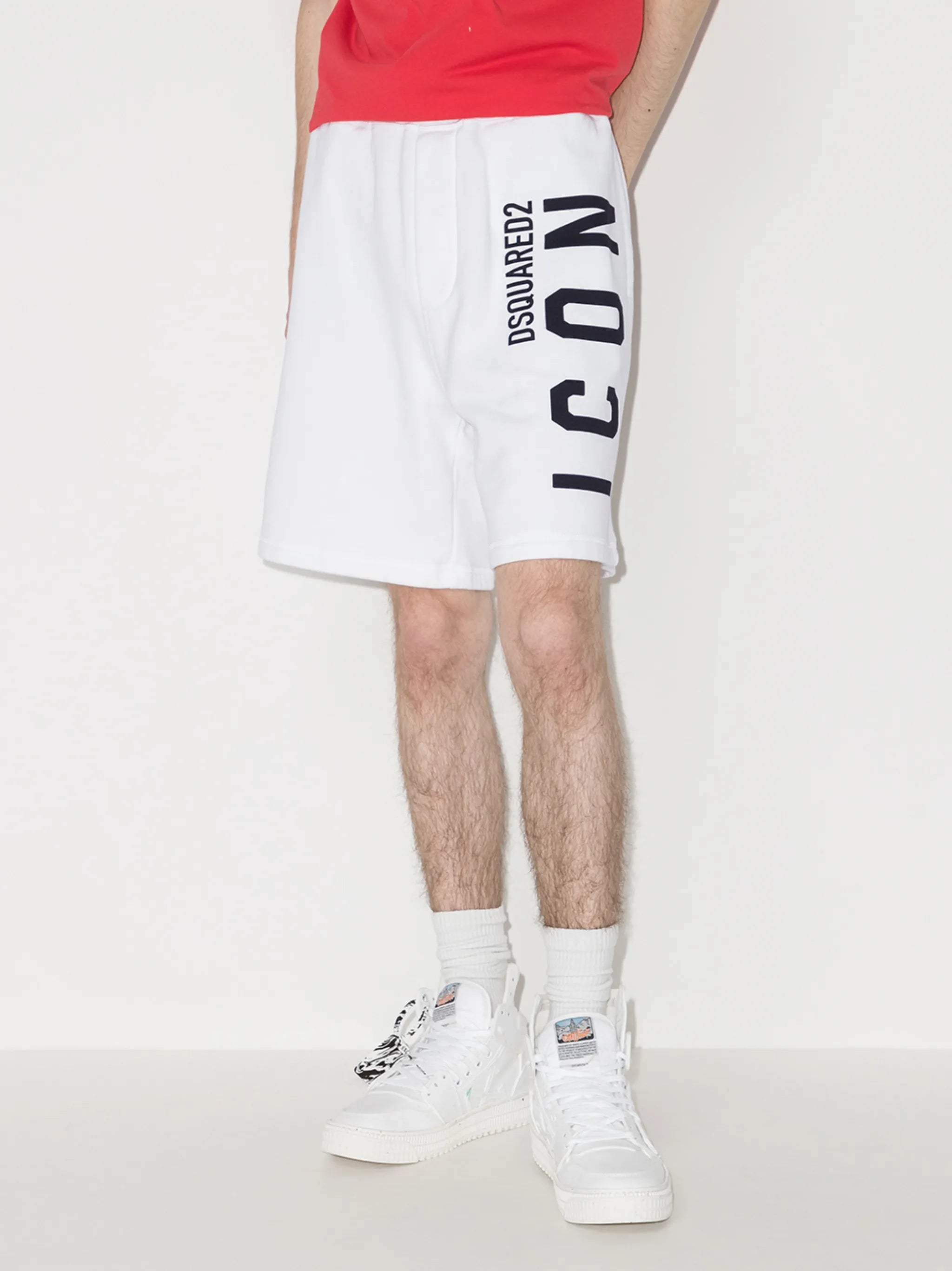Icon-print track shorts