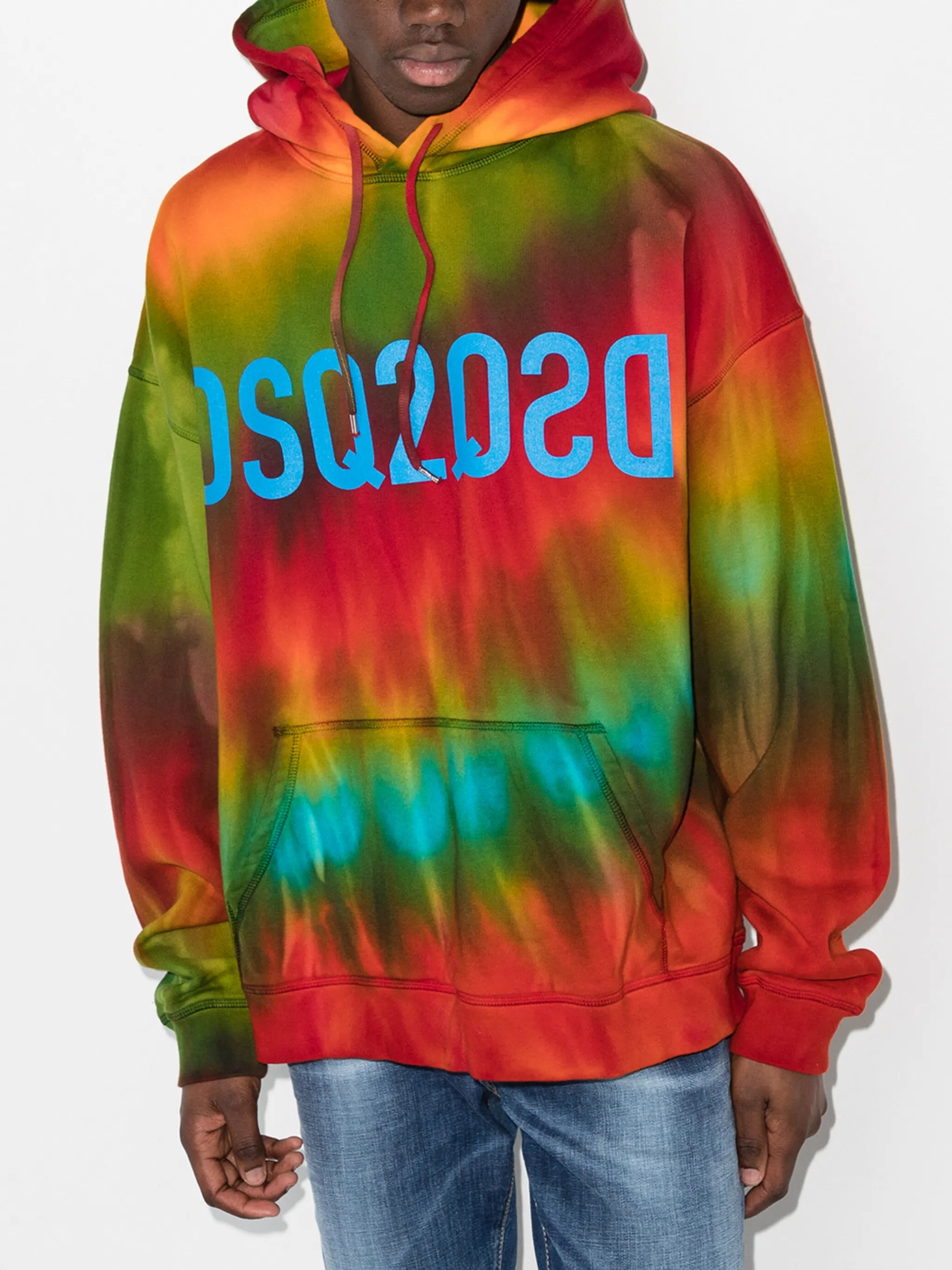 reverse-logo tie-dye hoodie