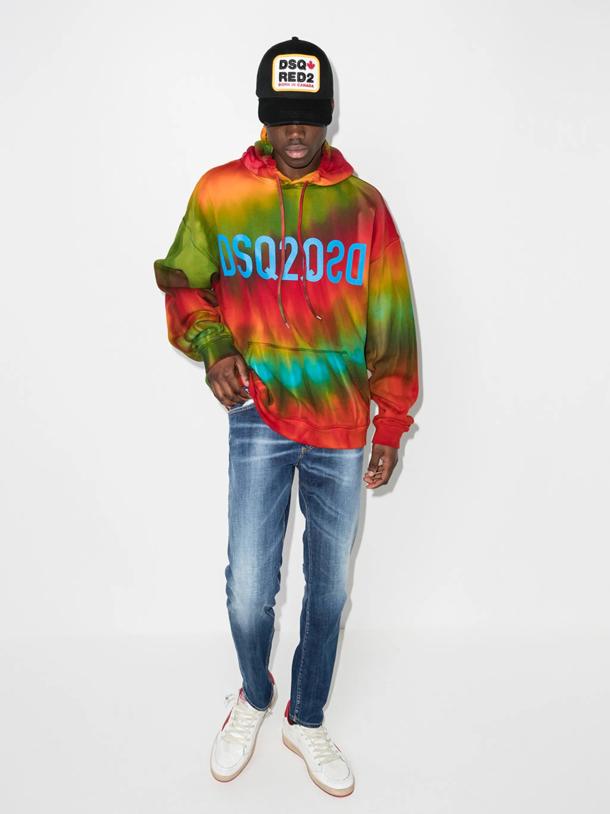 reverse-logo tie-dye hoodie