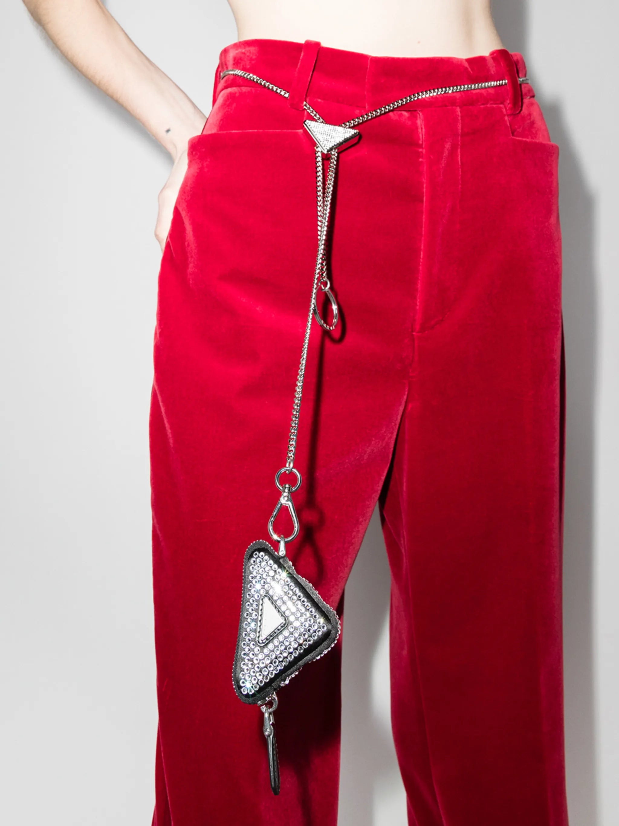crystal-detail logo-plaque belt