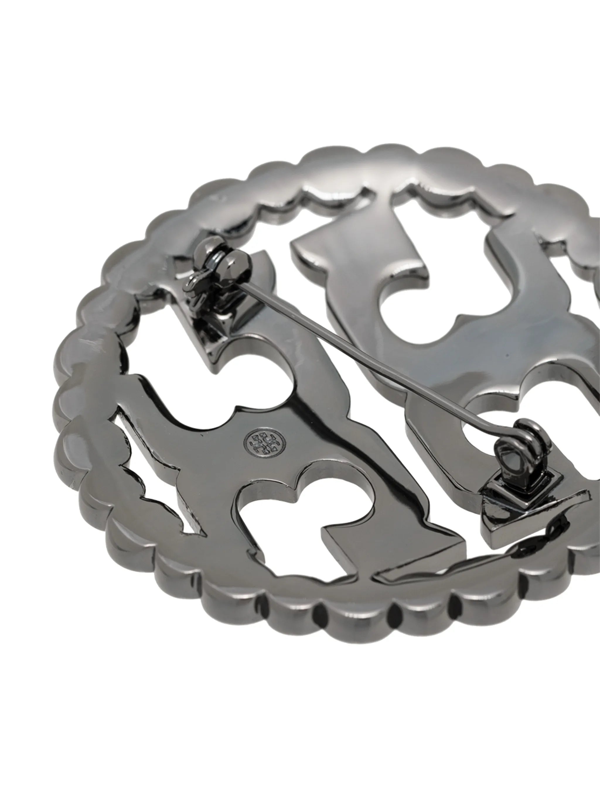 Double T crystal-embellished brooch