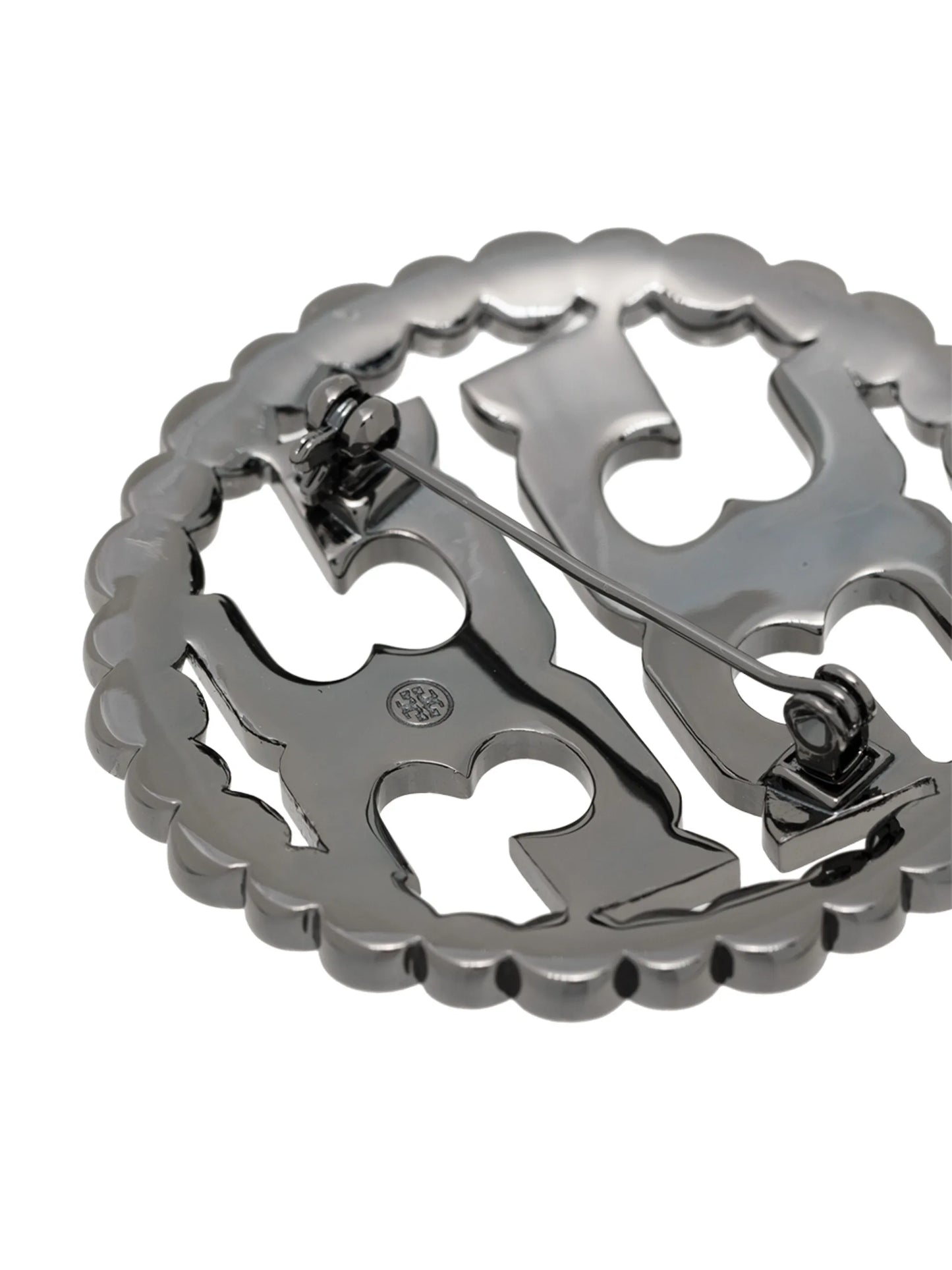 Double T crystal-embellished brooch