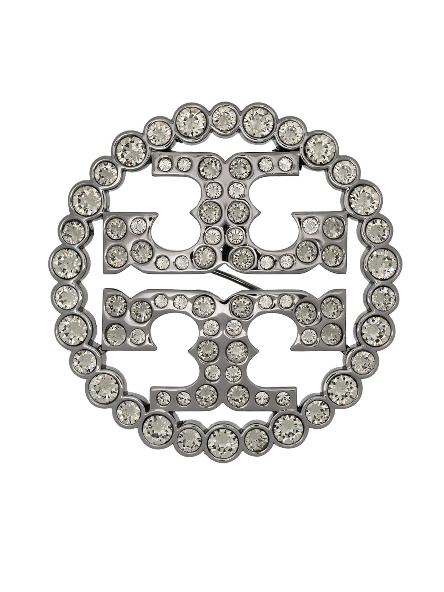 Double T crystal-embellished brooch