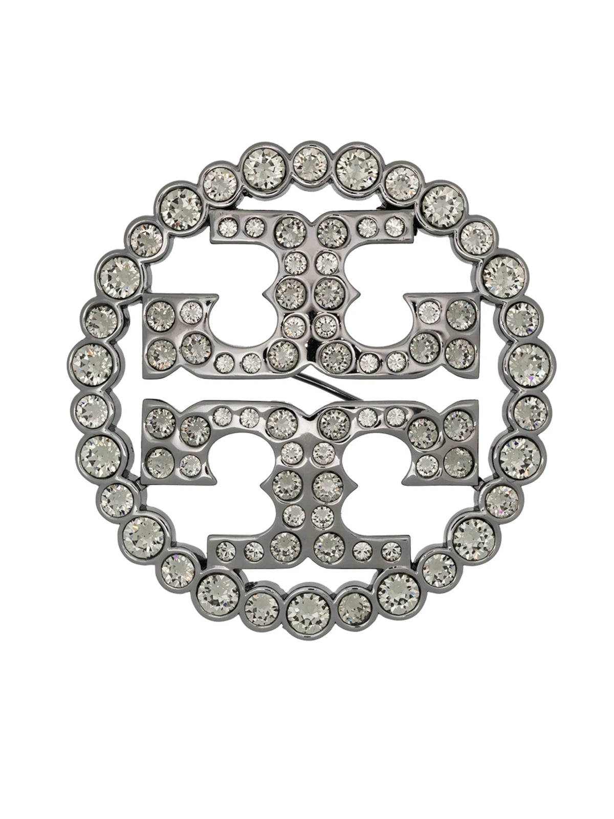 Double T crystal-embellished brooch