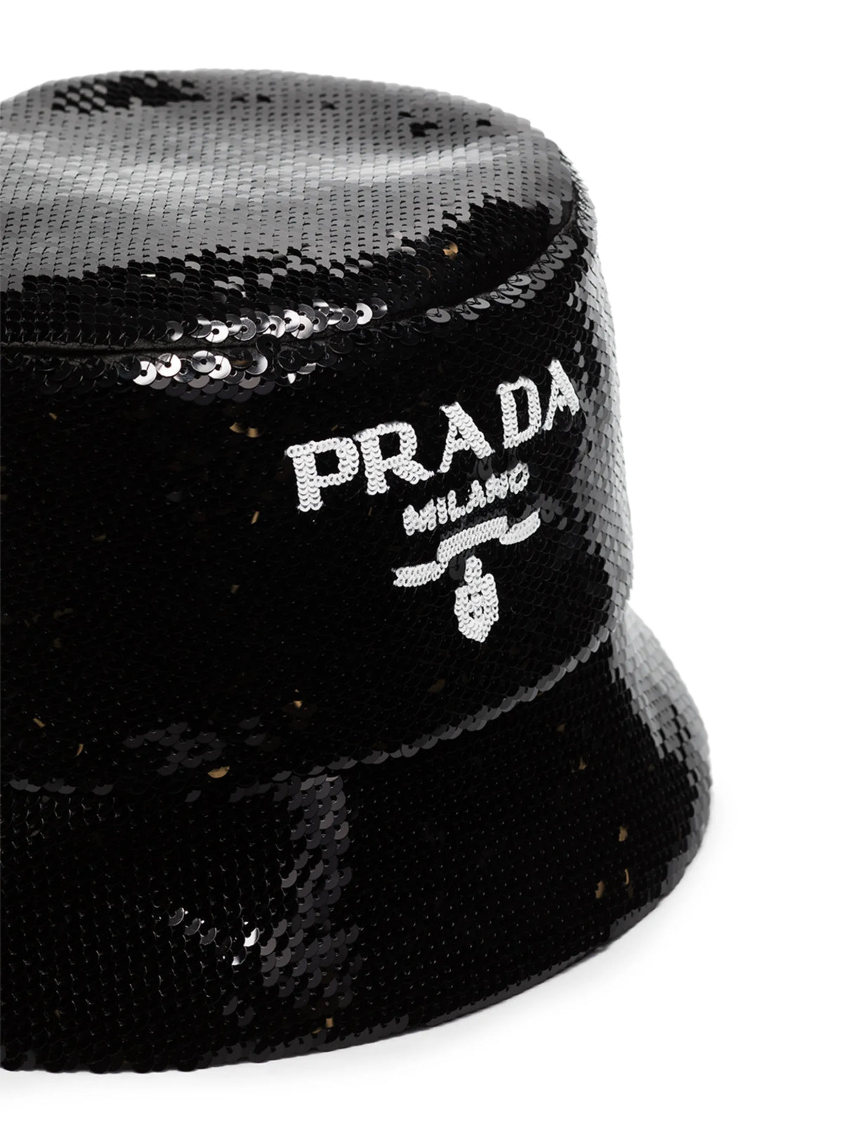 logo-embellished sequined bucket hat