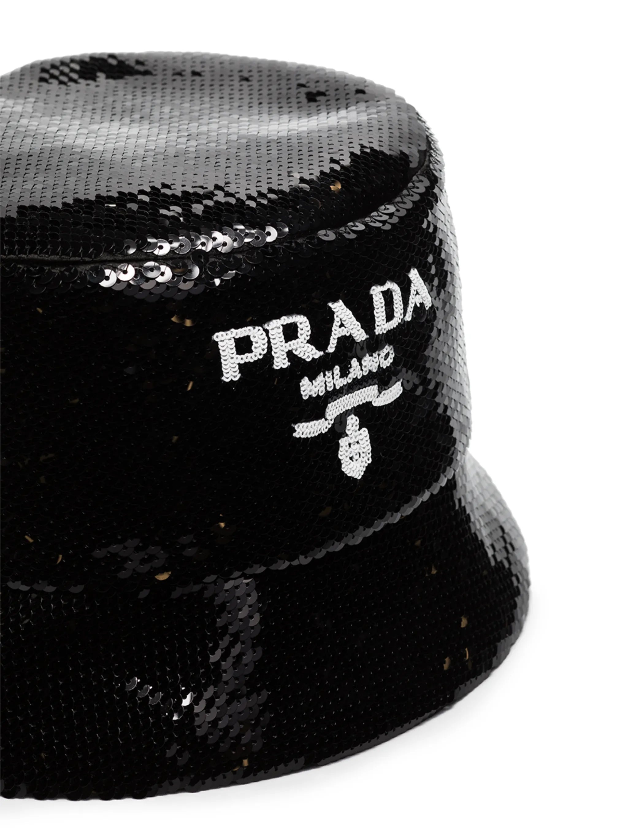 logo-embellished sequined bucket hat