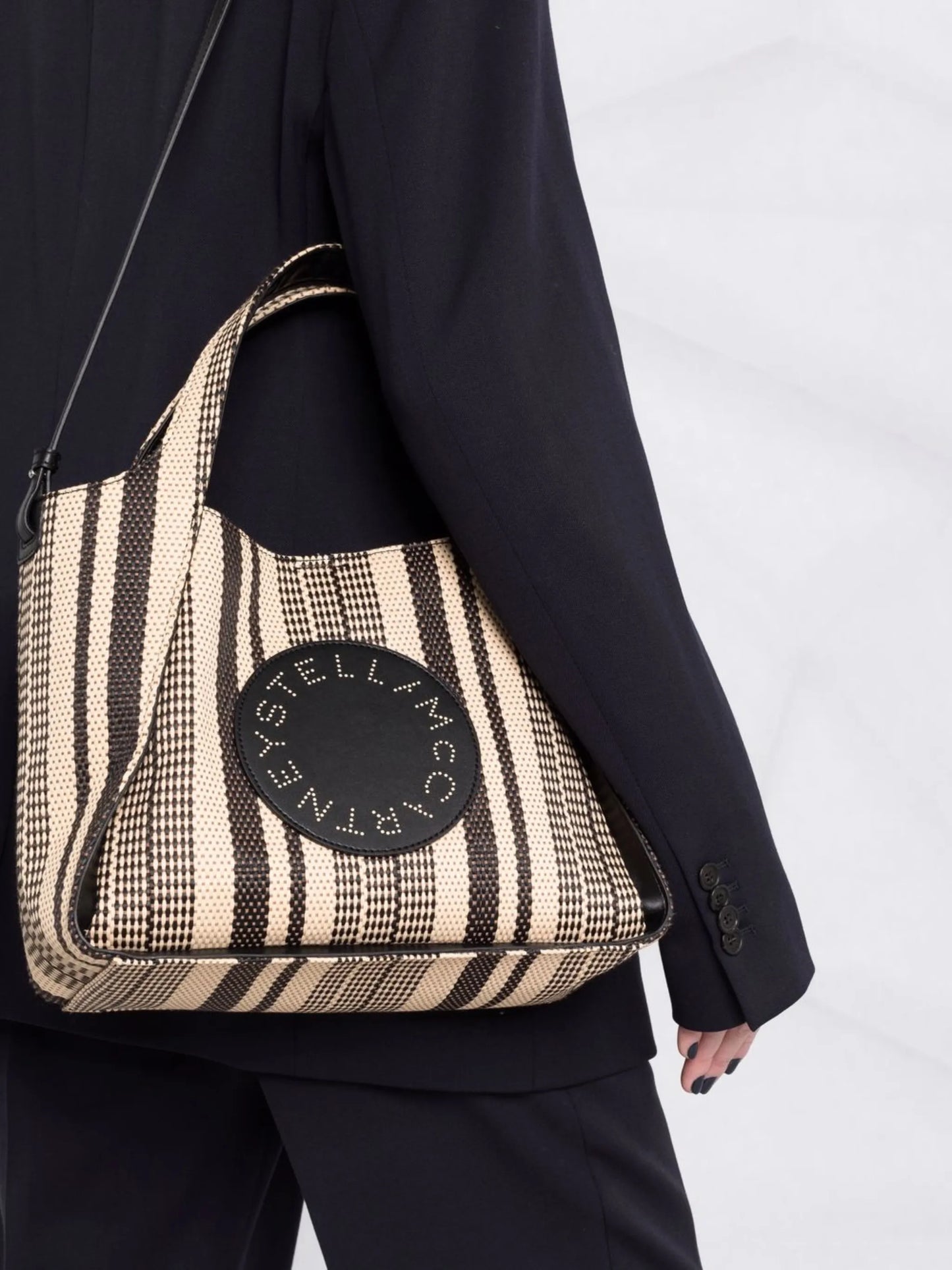 Stella Logo striped woven tote bag