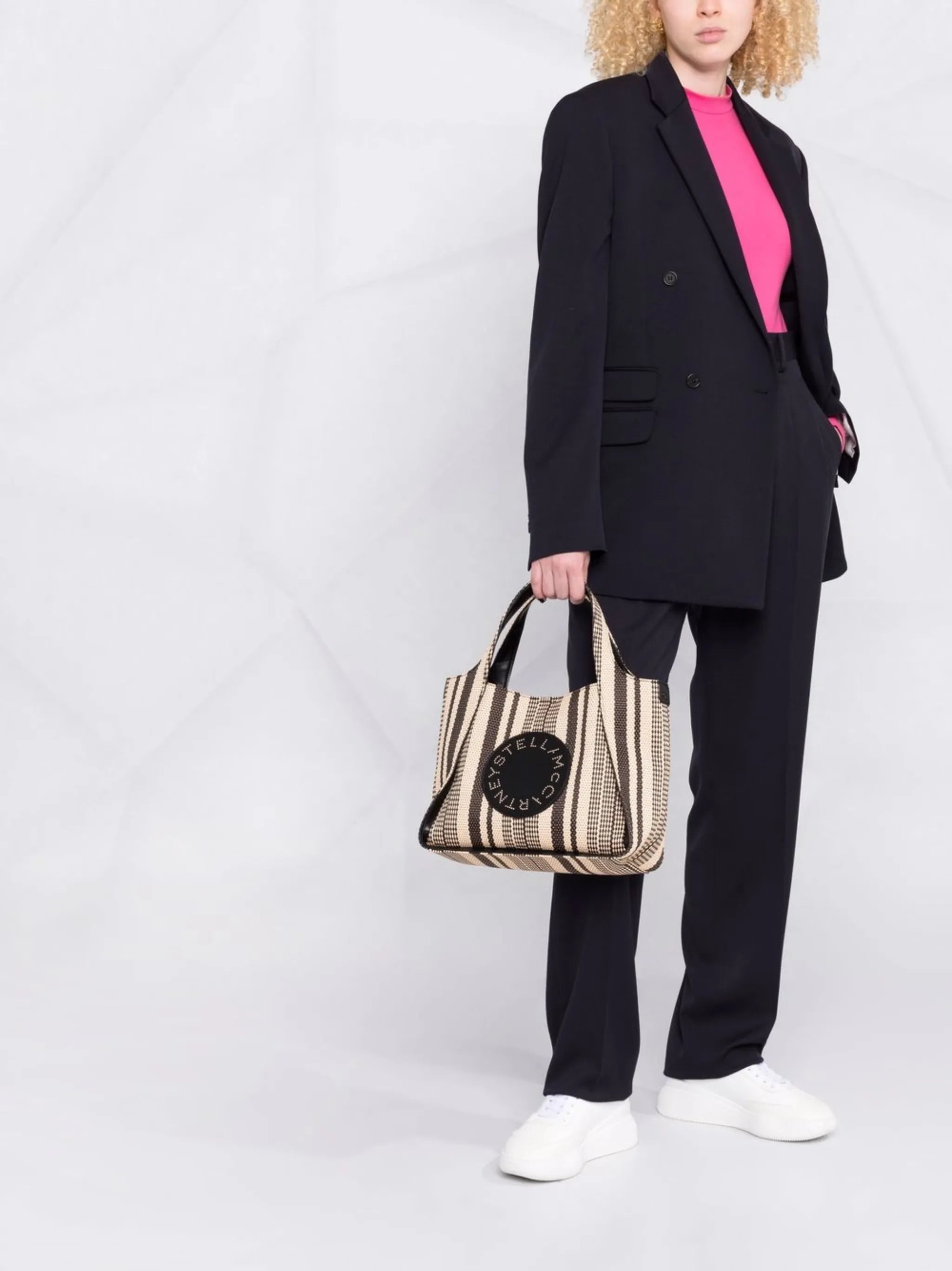 Stella Logo striped woven tote bag