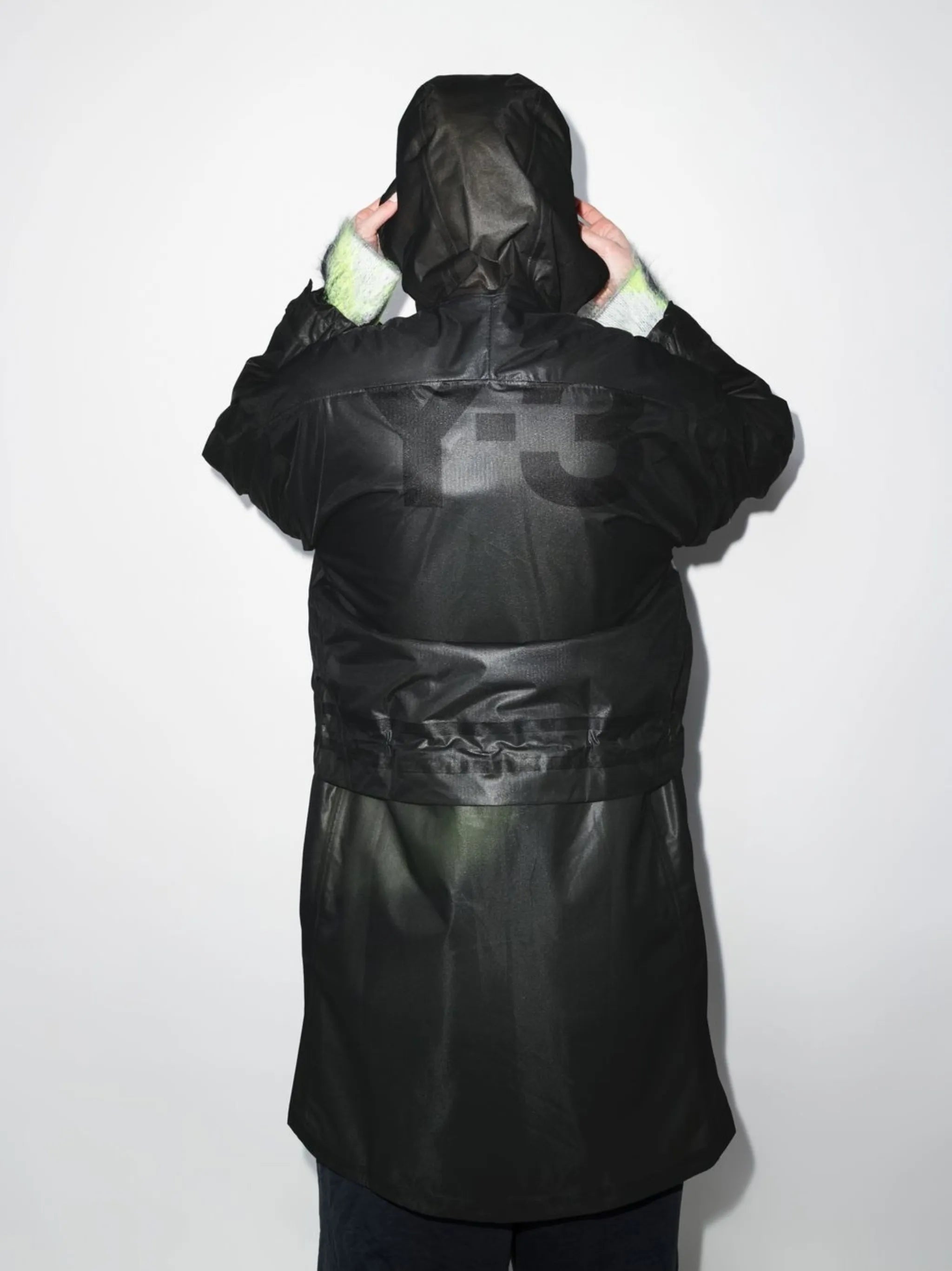 hooded midi raincoat