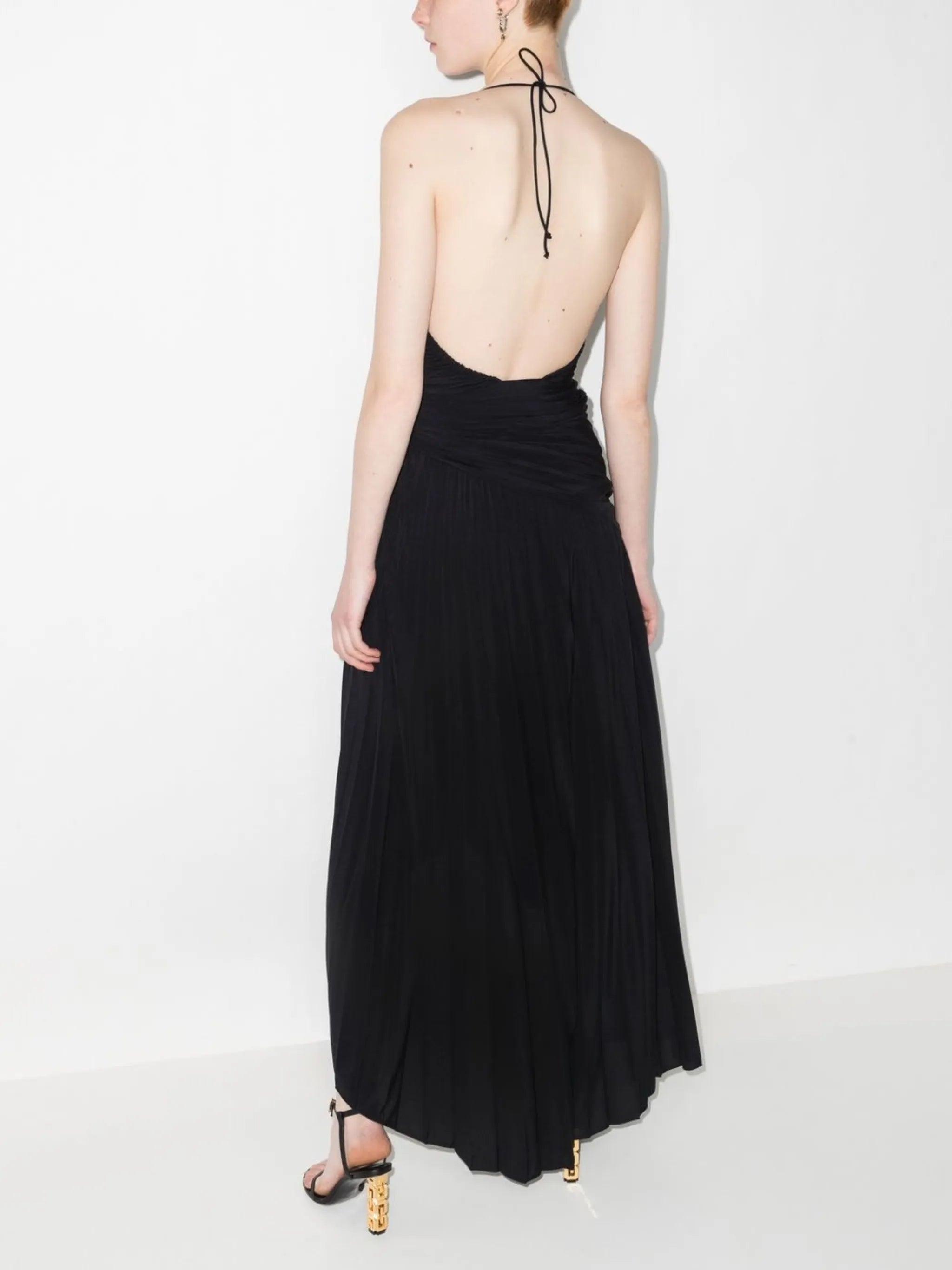 halterneck pleated dress