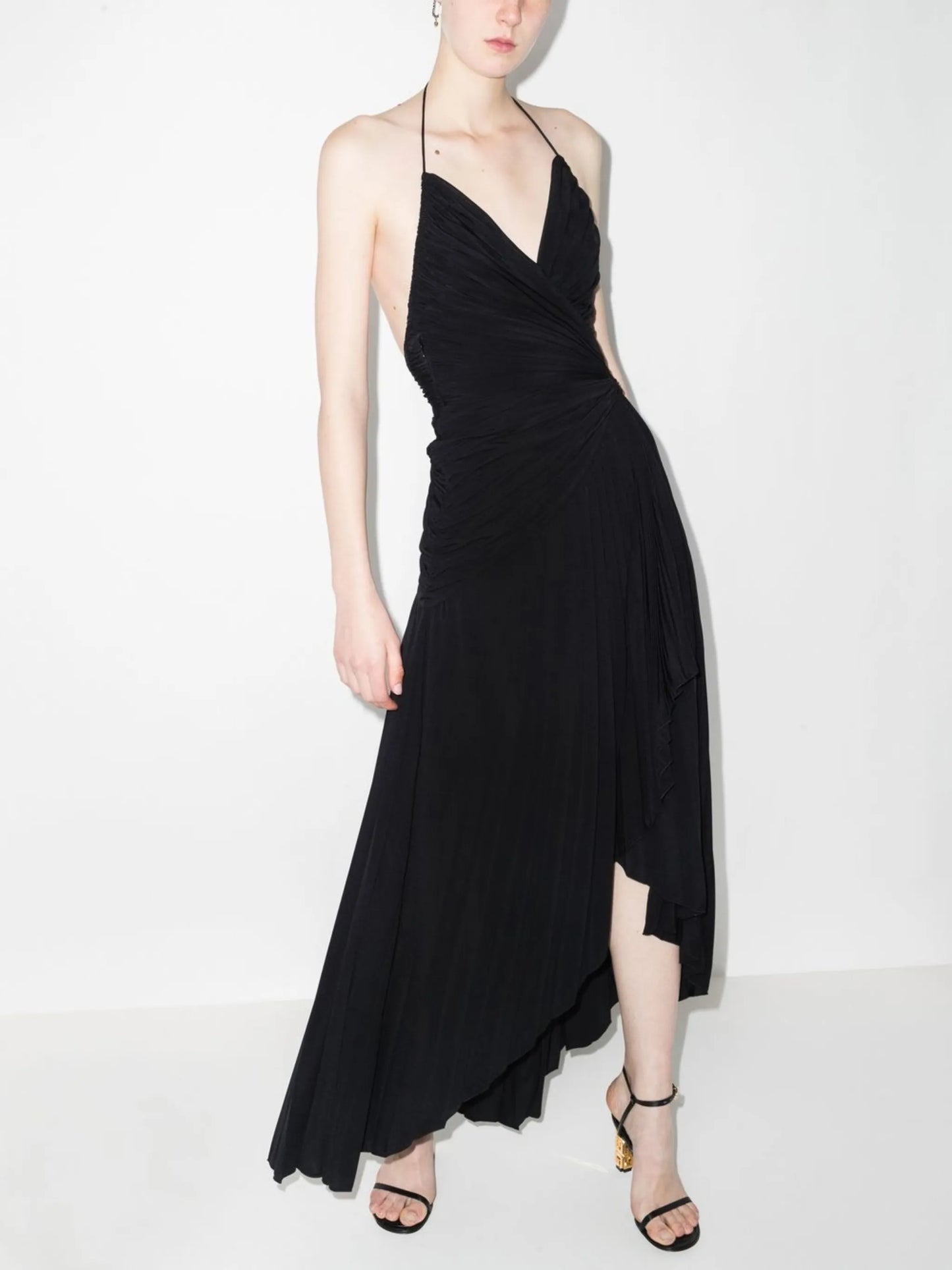 halterneck pleated dress