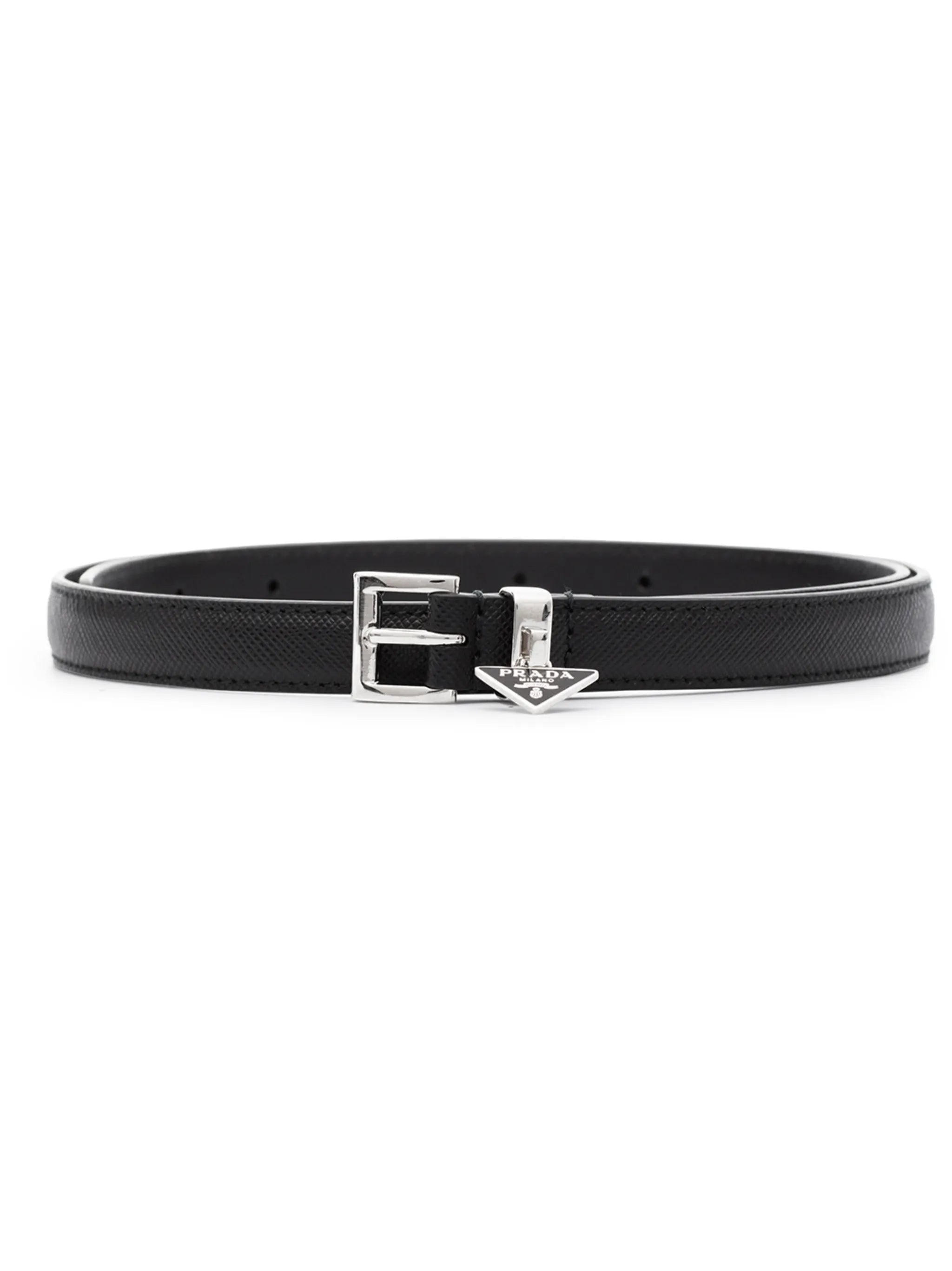 Saffiano leather thin belt