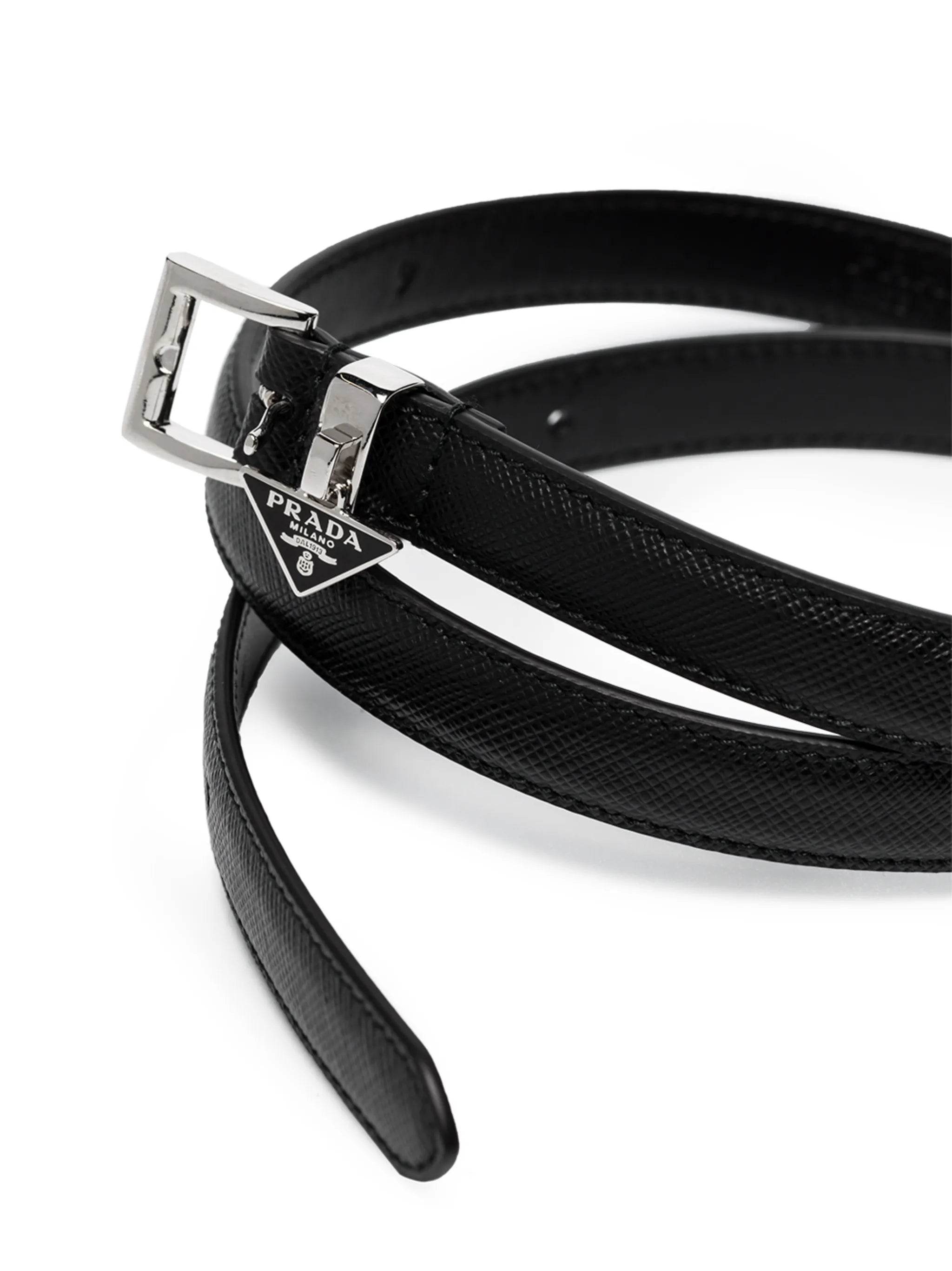 Saffiano leather thin belt