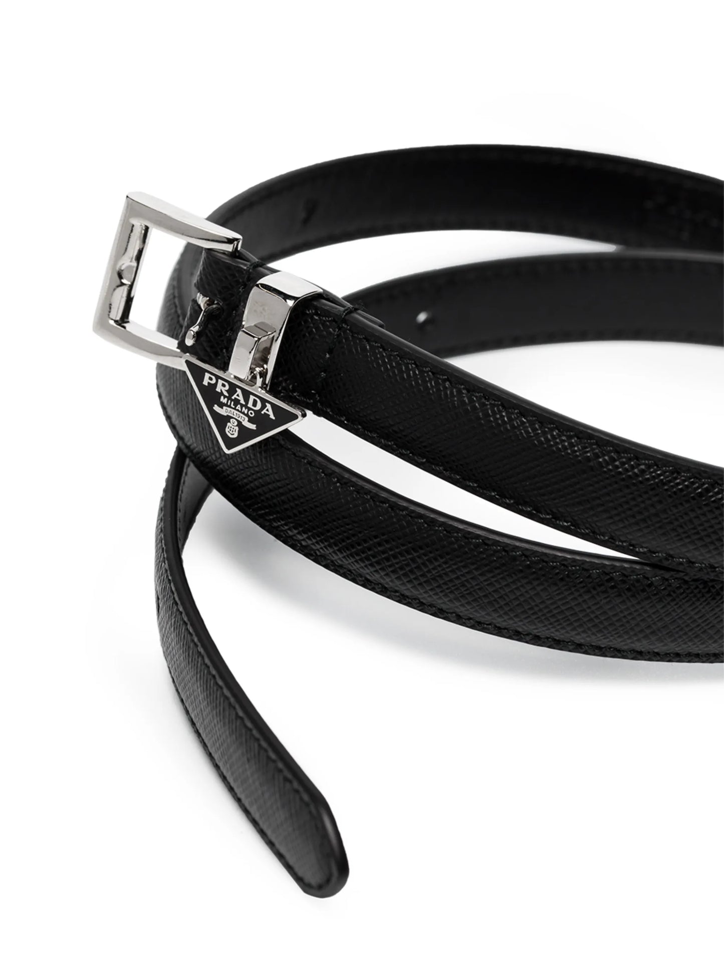 Saffiano leather thin belt