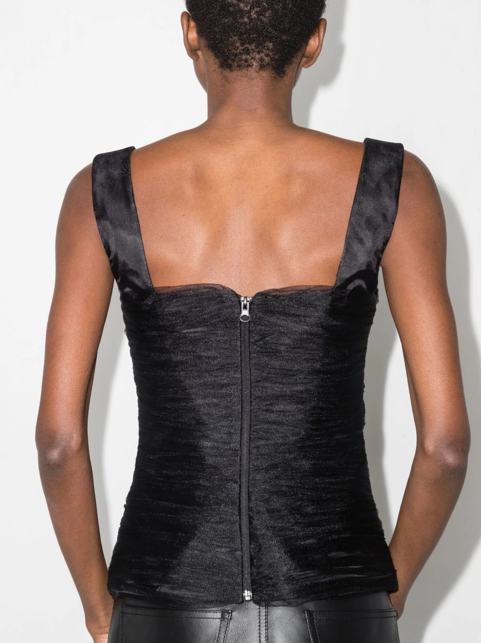draped corset-style top