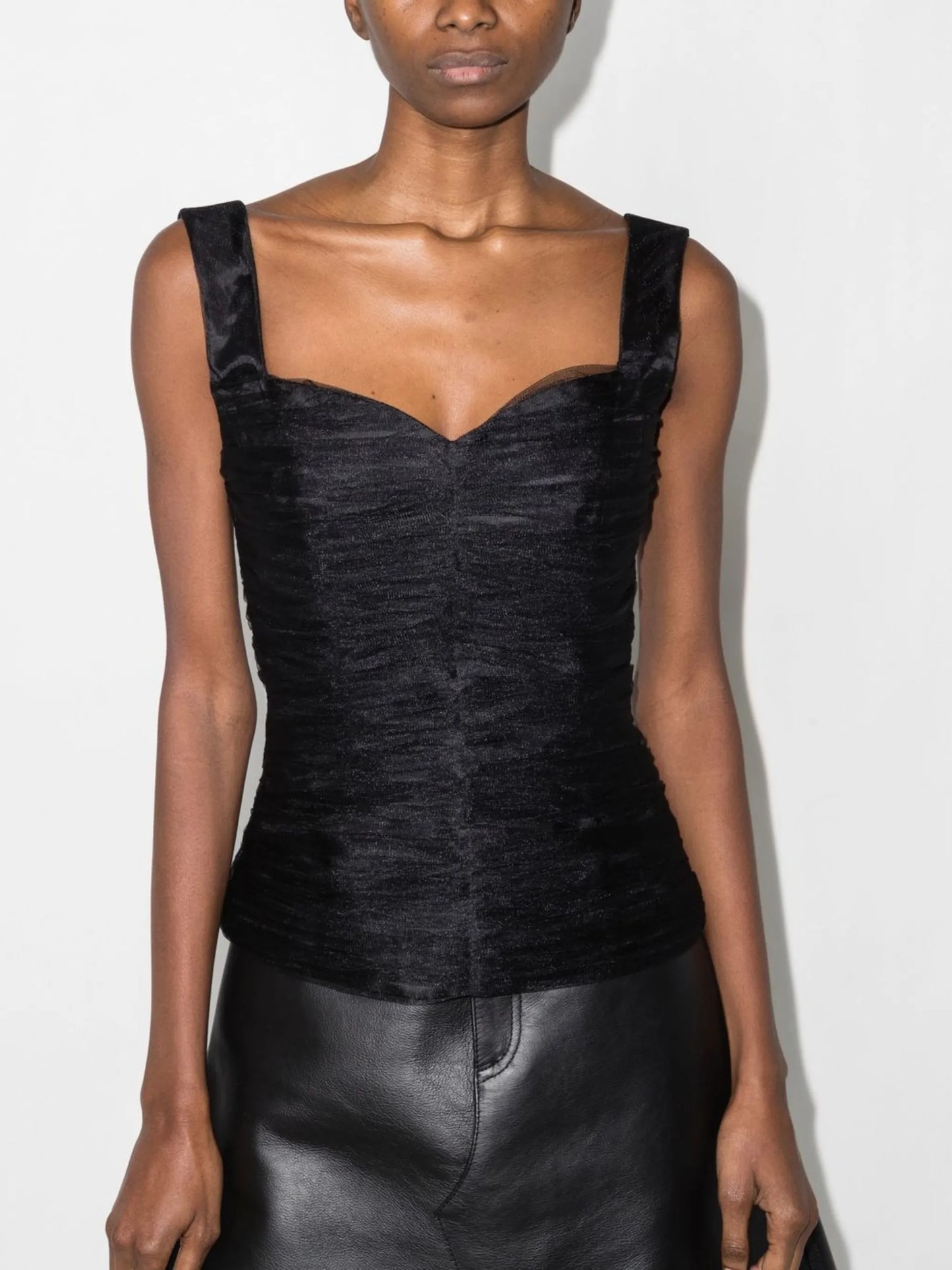 draped corset-style top