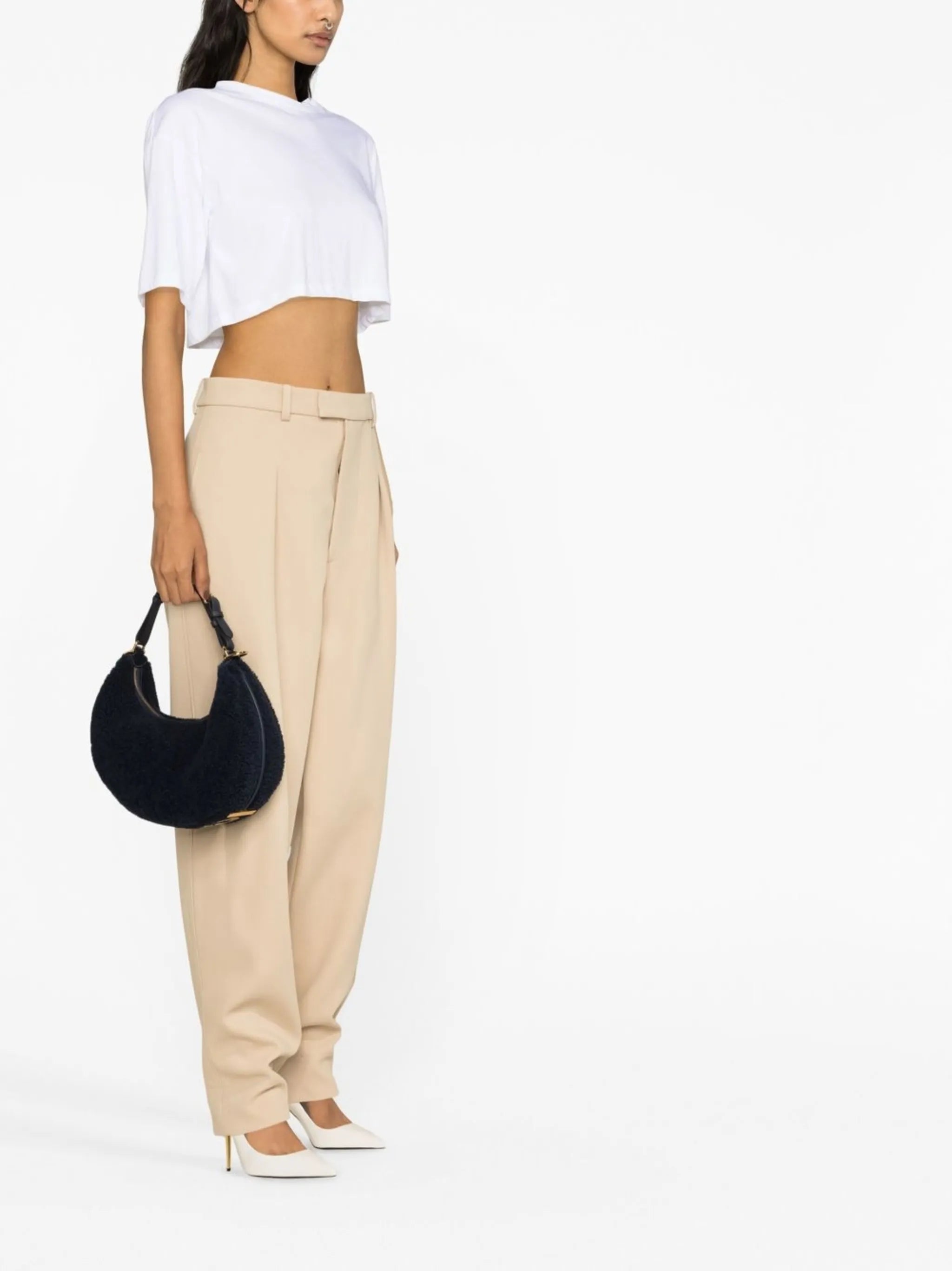 wide-leg dart-detail trousers