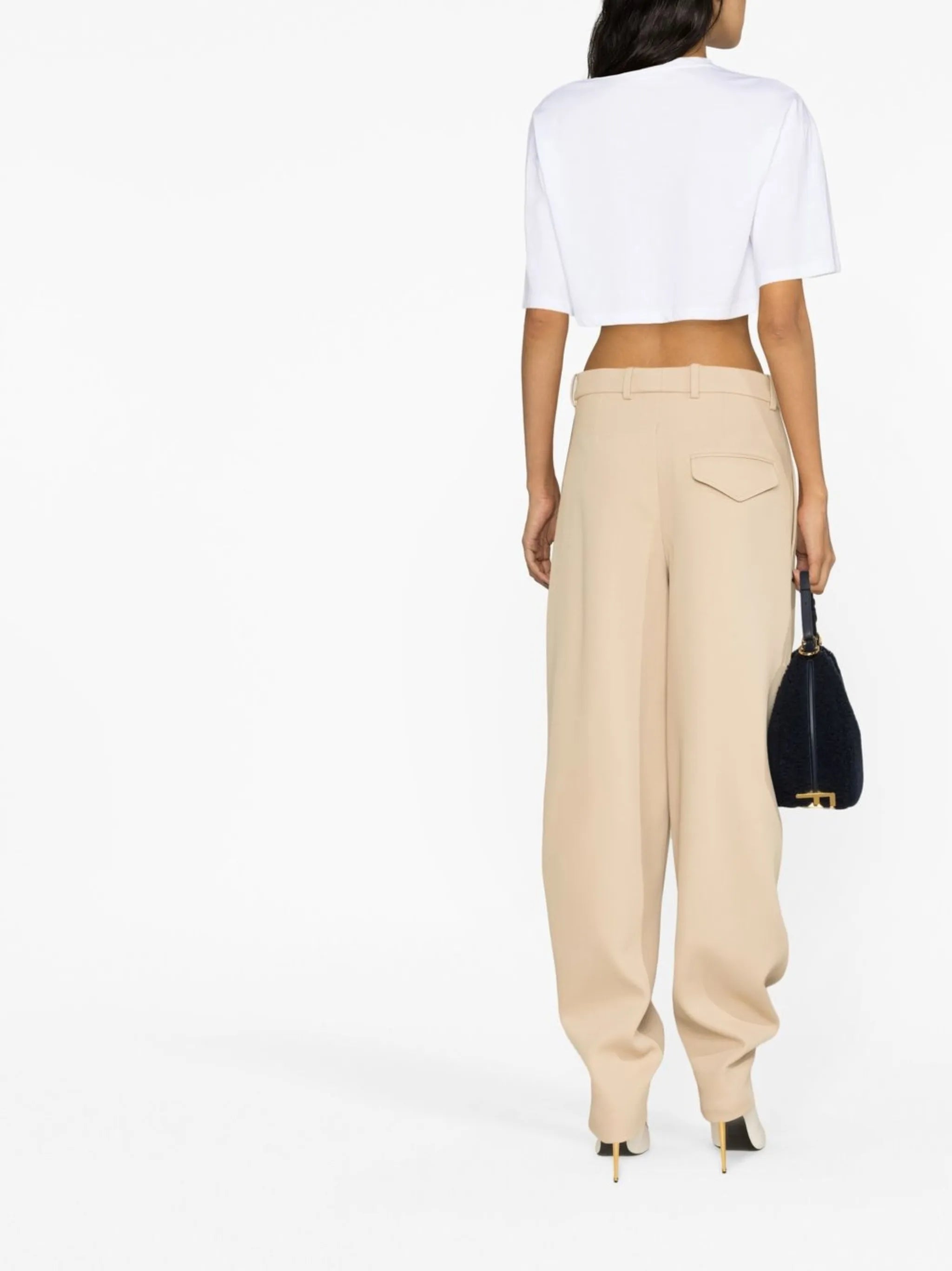 wide-leg dart-detail trousers