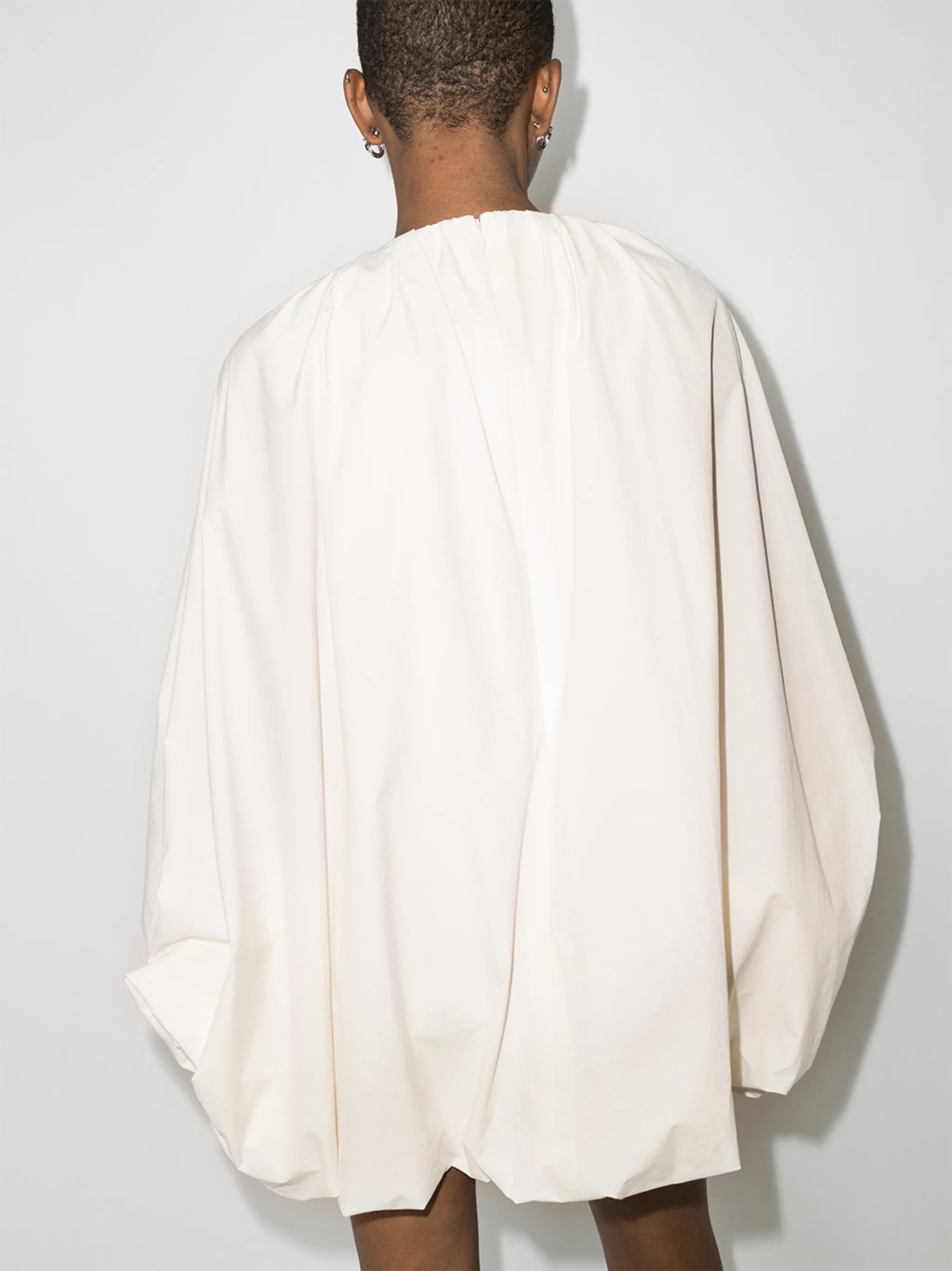 ruched bell-sleeve minidress