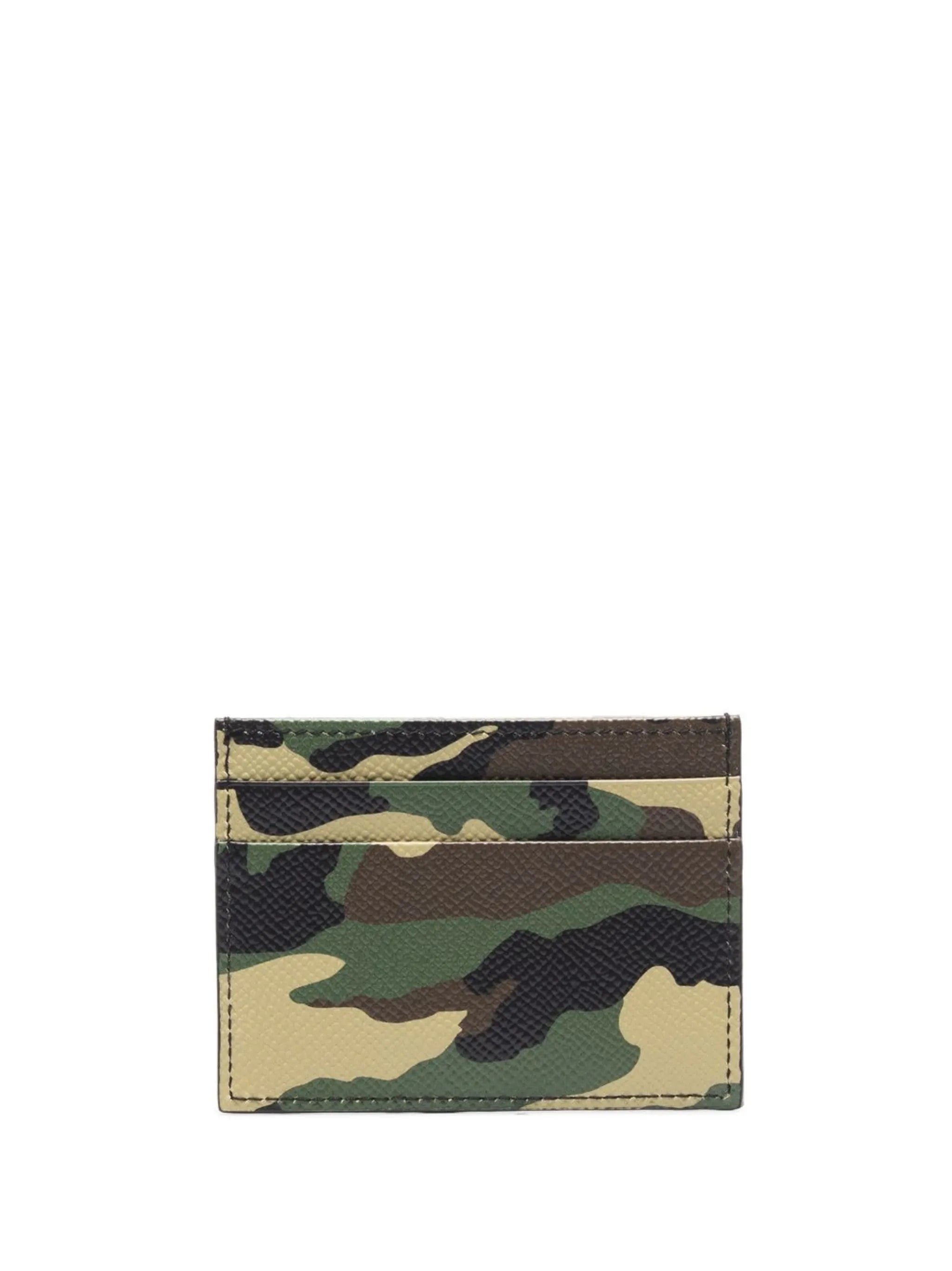camouflage-print logo-plaque cardholder