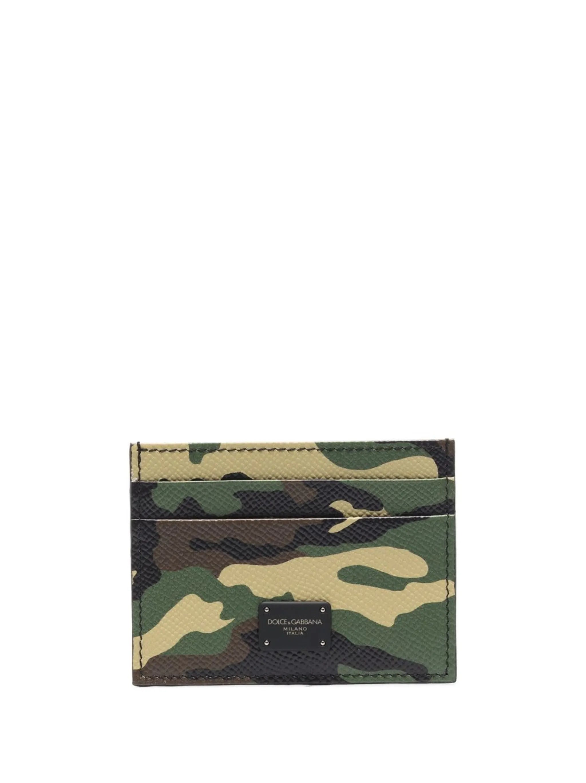 camouflage-print logo-plaque cardholder