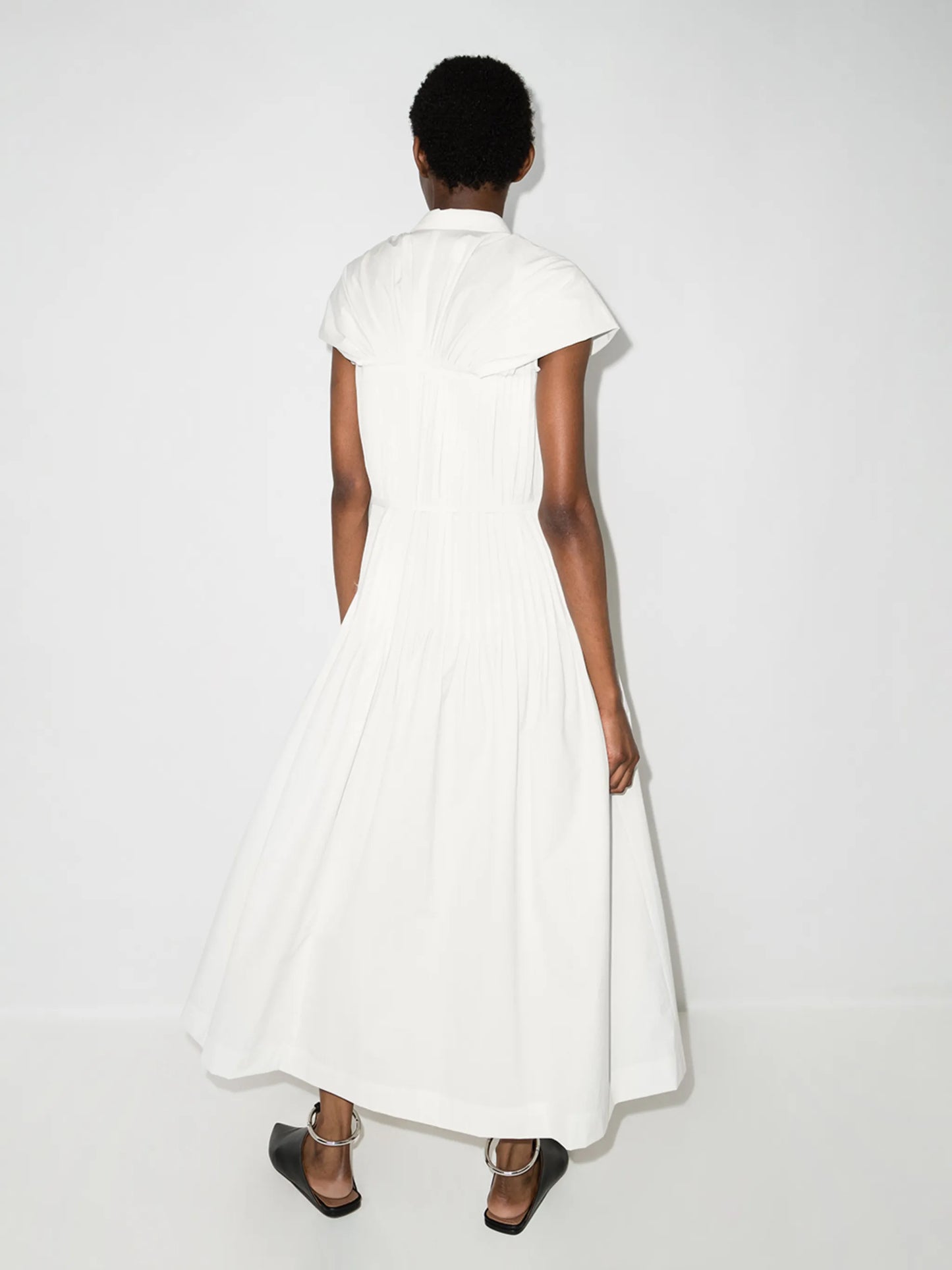 pleated maxi dress