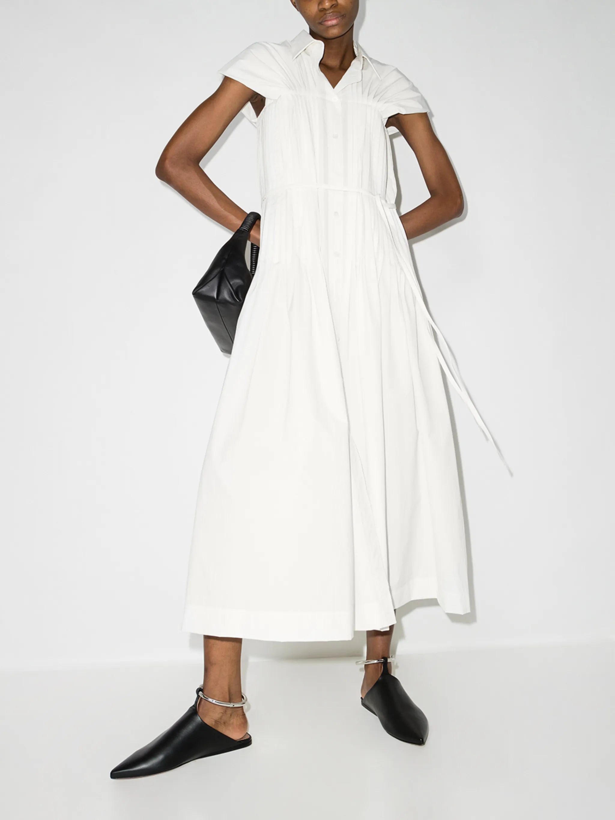 pleated maxi dress