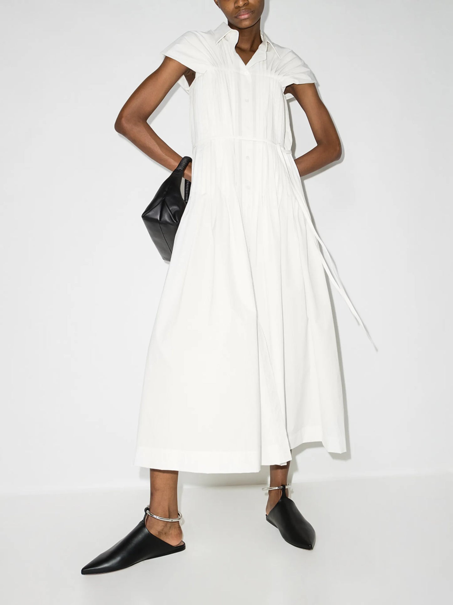 pleated maxi dress