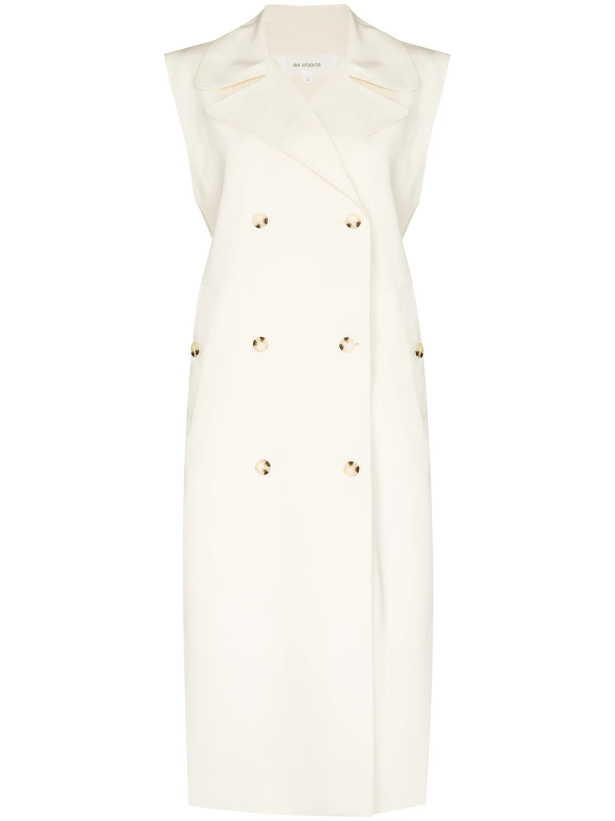 double-breasted sleeveless trench coat