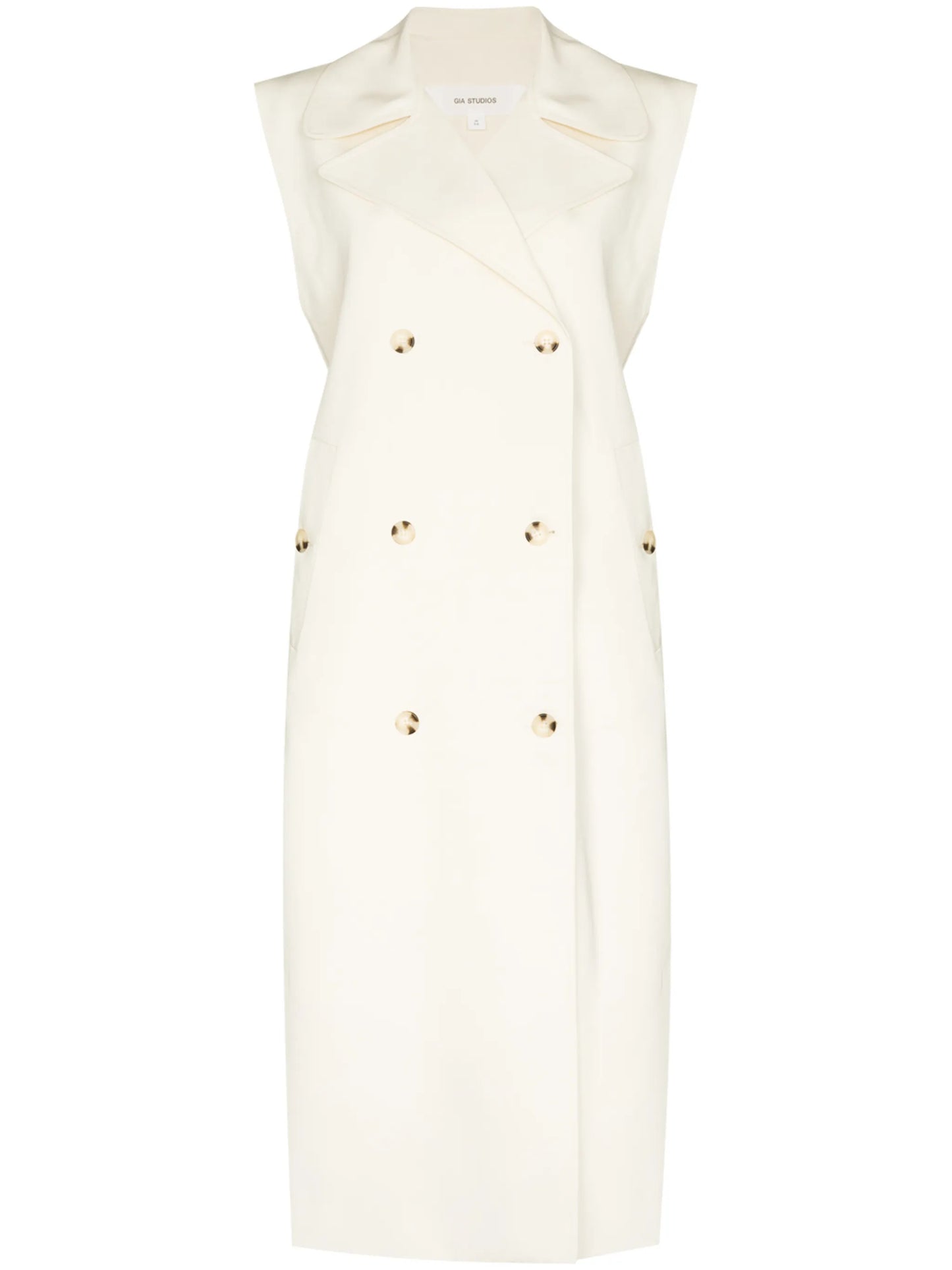 double-breasted sleeveless trench coat