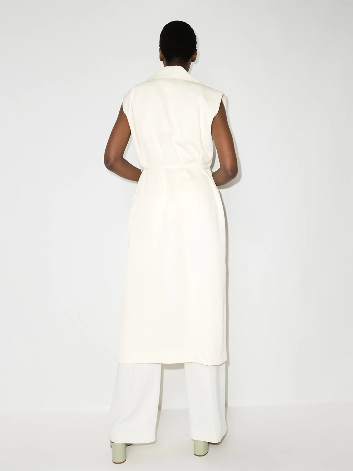 double-breasted sleeveless trench coat