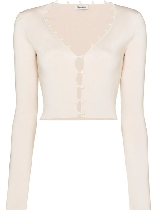 button-fastening long-sleeve cardigan