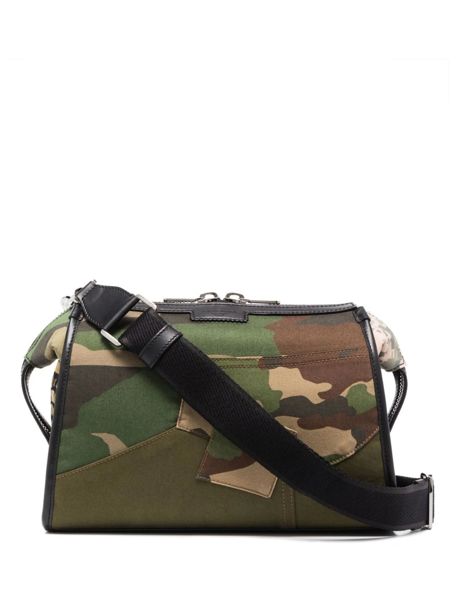 camouflage-print patchwork crossbody bag