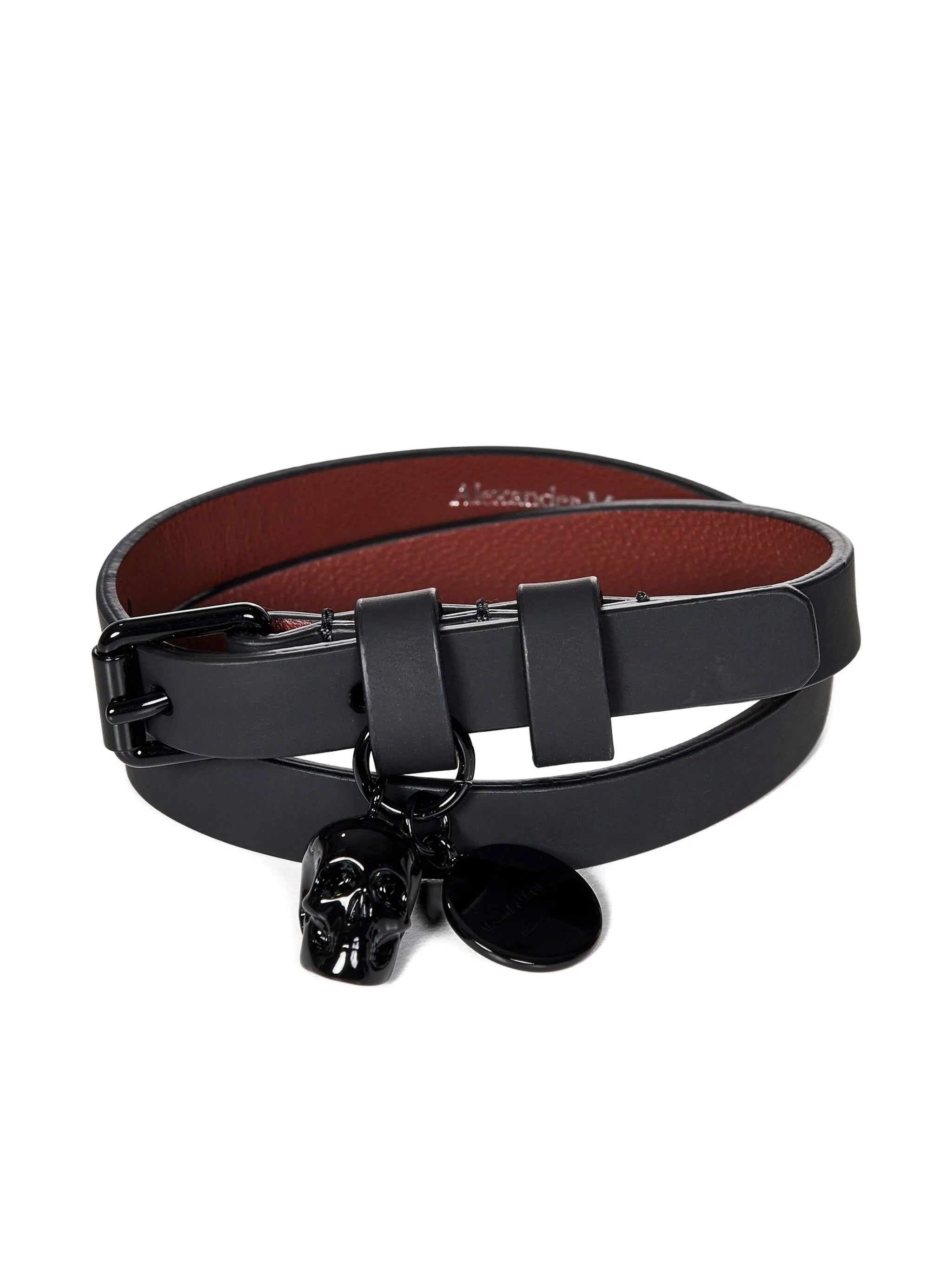 leather skull charm bracelet