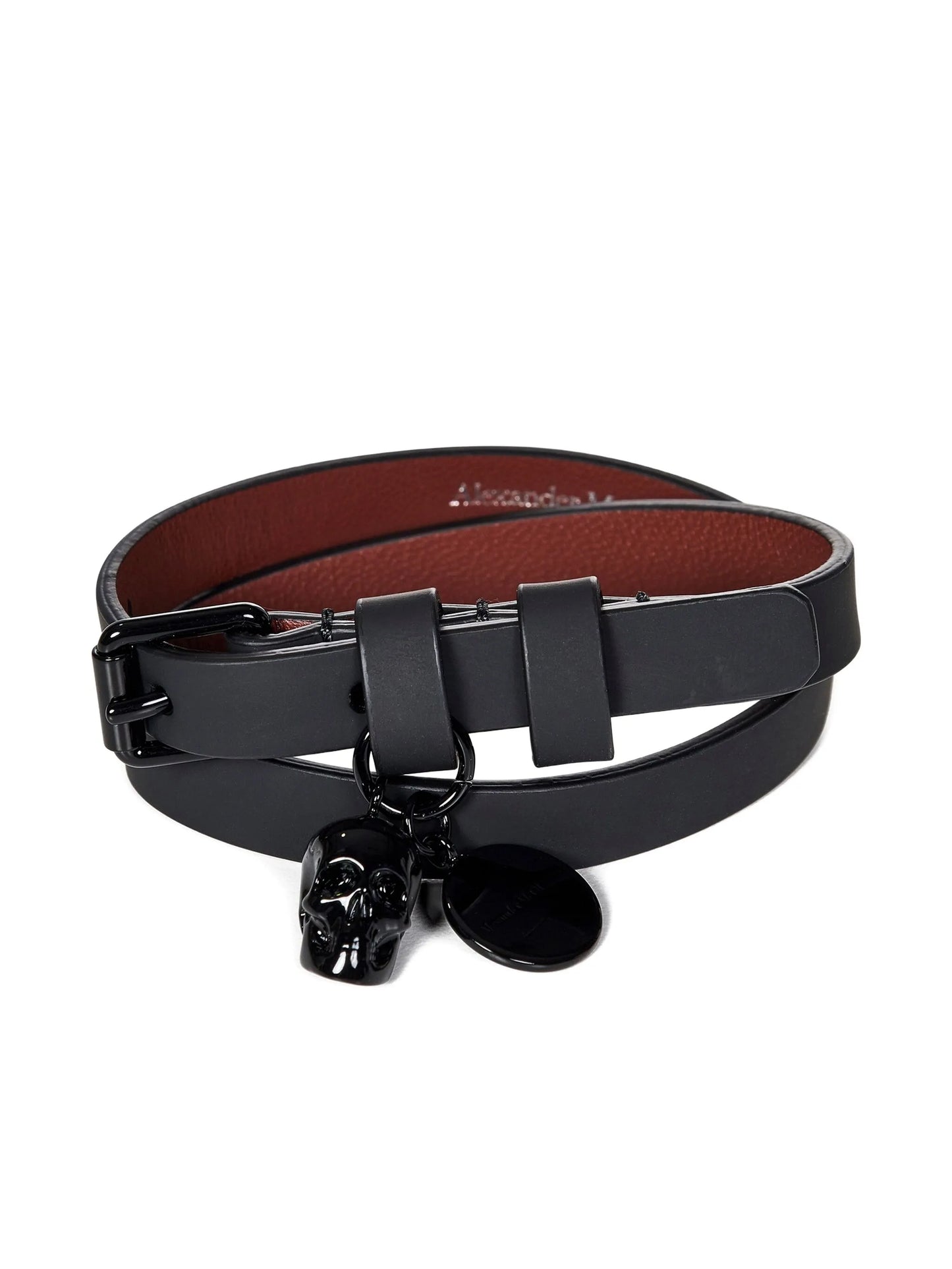 leather skull charm bracelet