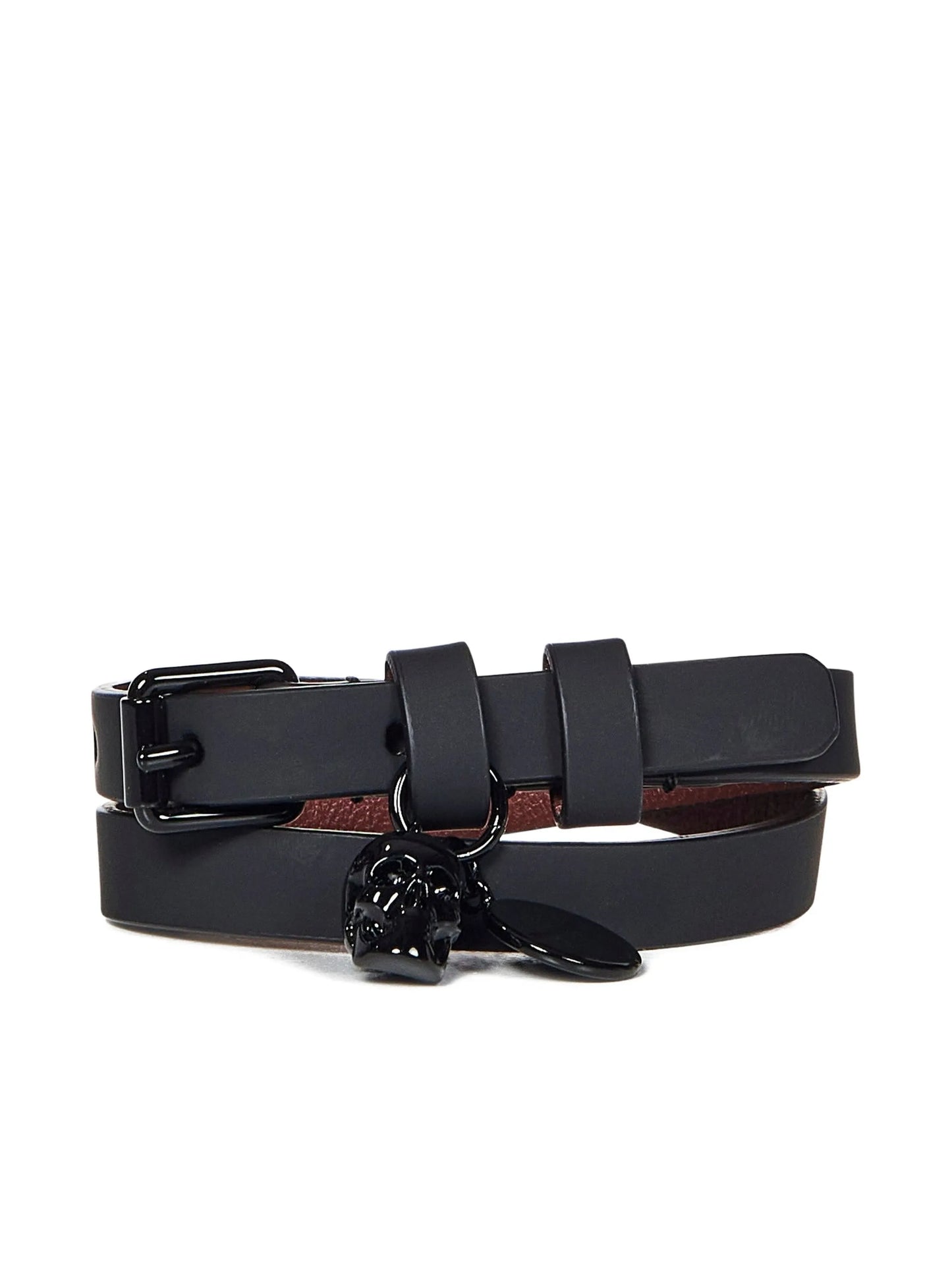leather skull charm bracelet
