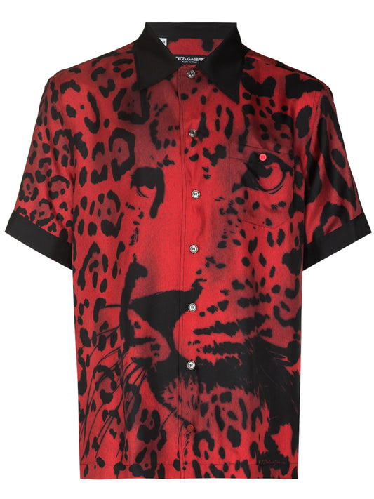 leopard-print silk shirt
