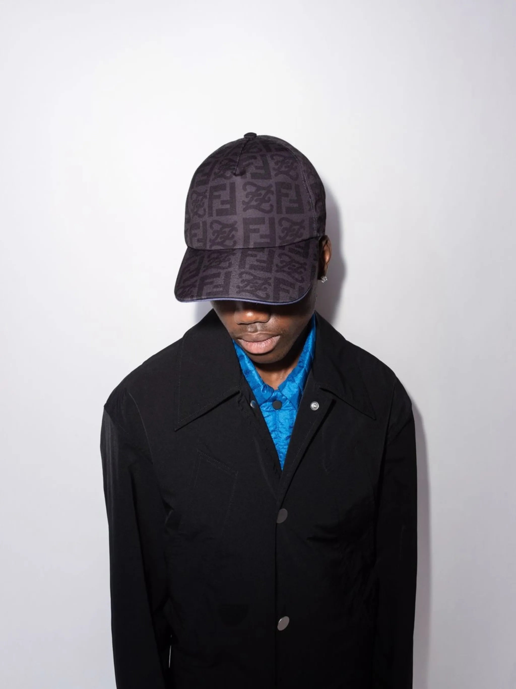 monogram-pattern baseball cap