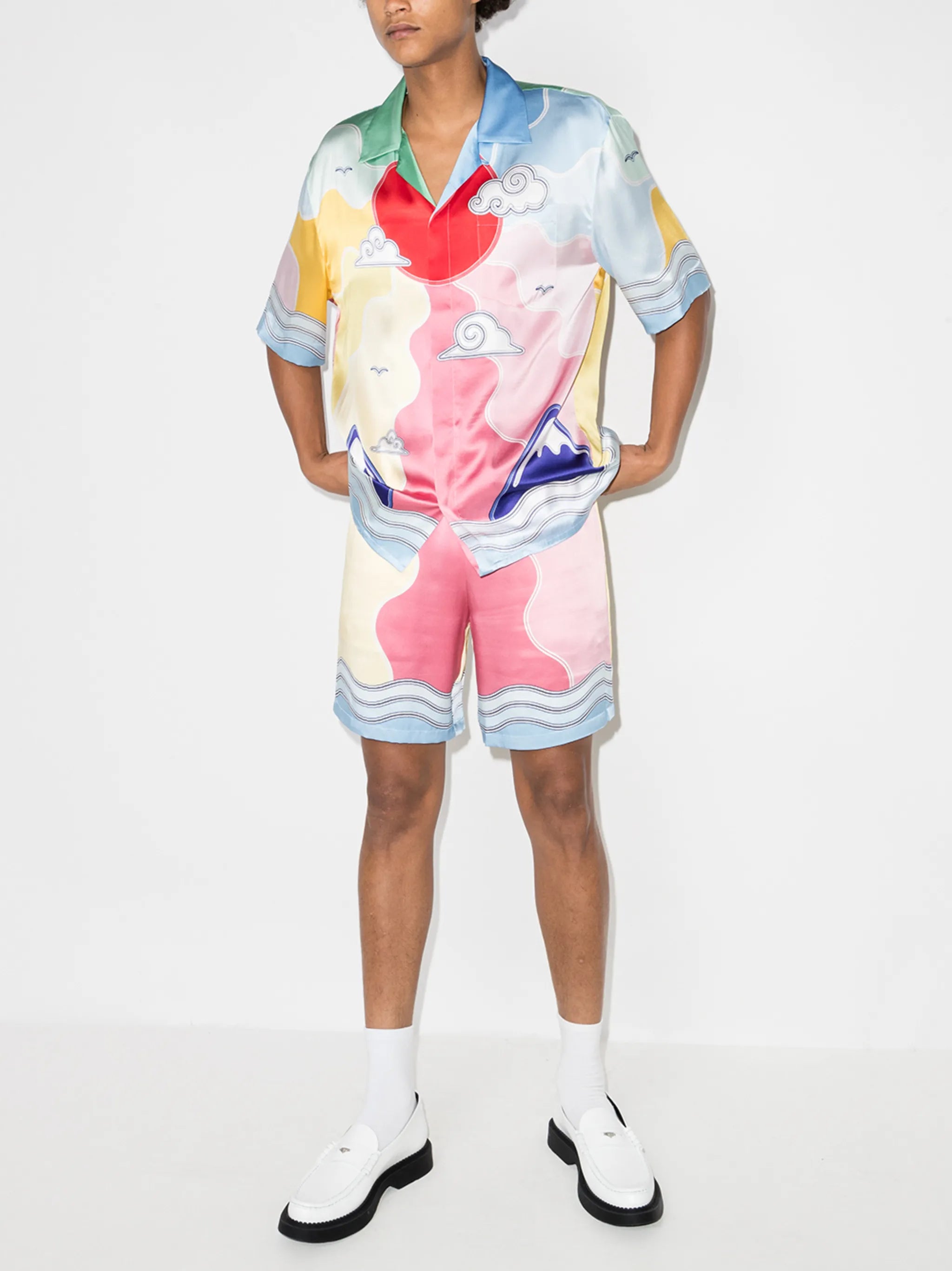Soleil Levant short-sleeve silk shirt