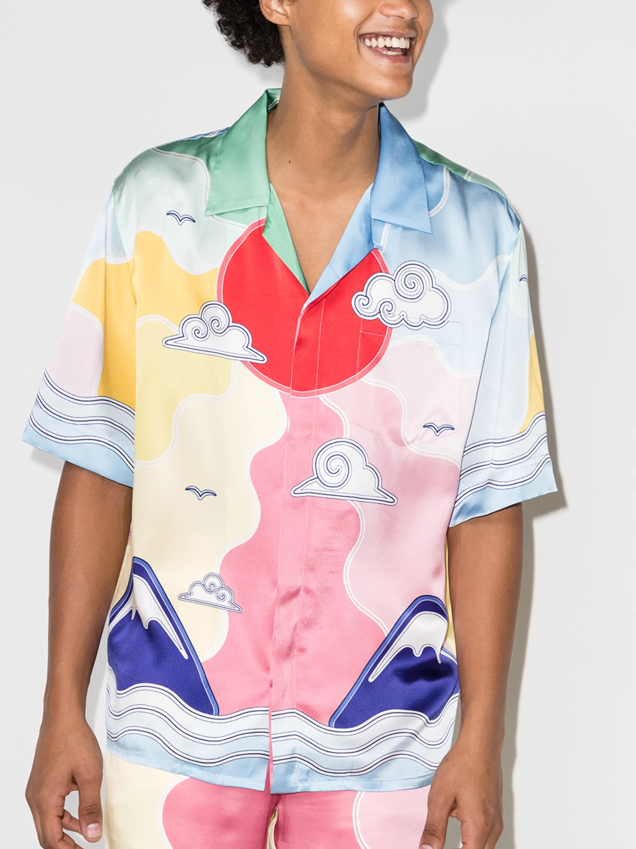 Soleil Levant short-sleeve silk shirt