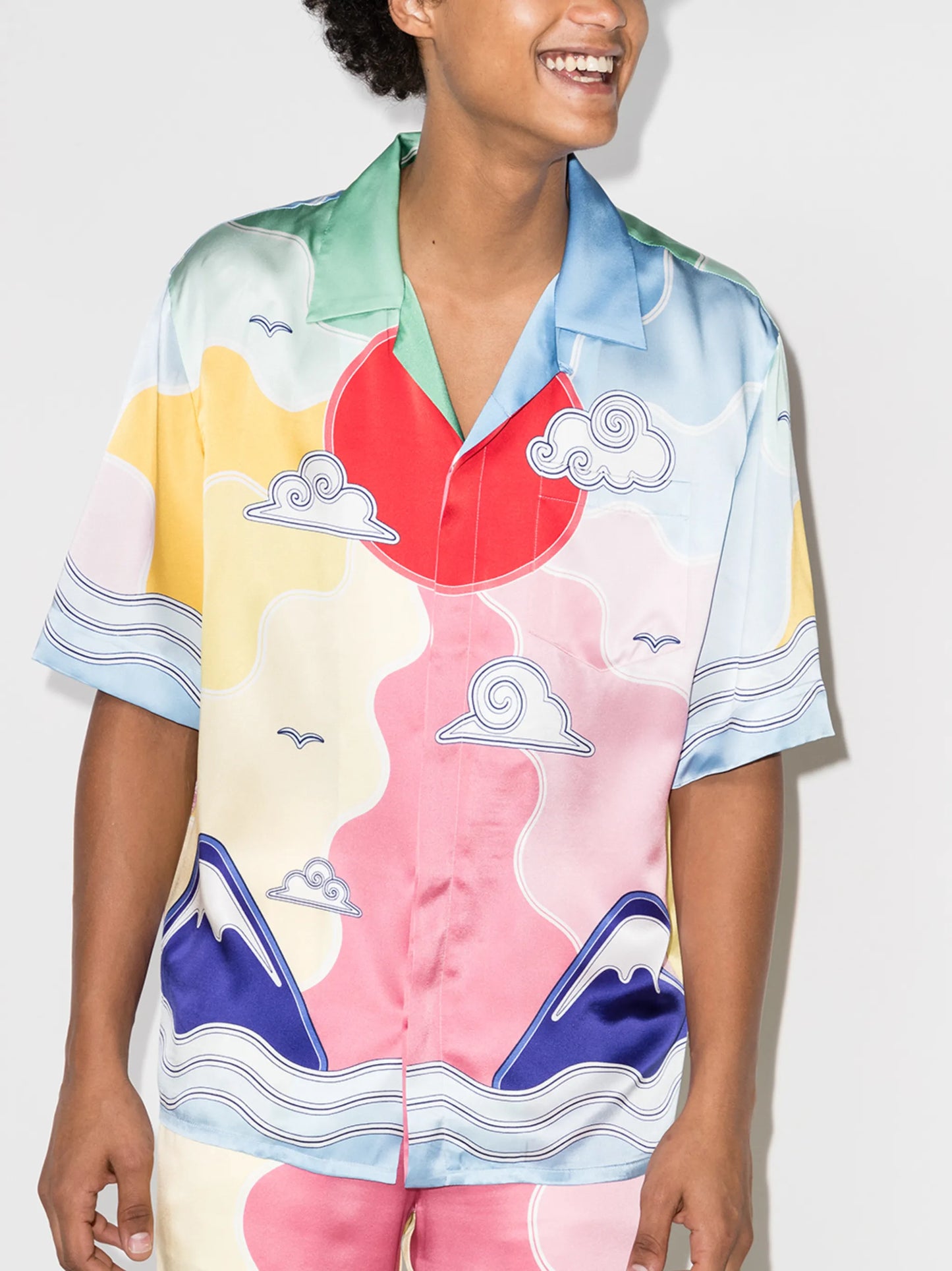Soleil Levant short-sleeve silk shirt